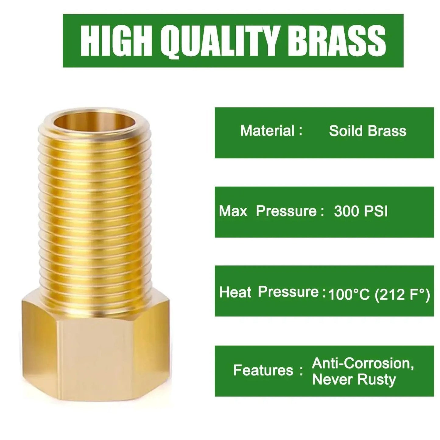 Brass Pipe Extension Fitting Half Inch Female to Half Inch Male Connector Hex Bushing Adapter for tub spout DIY friendly