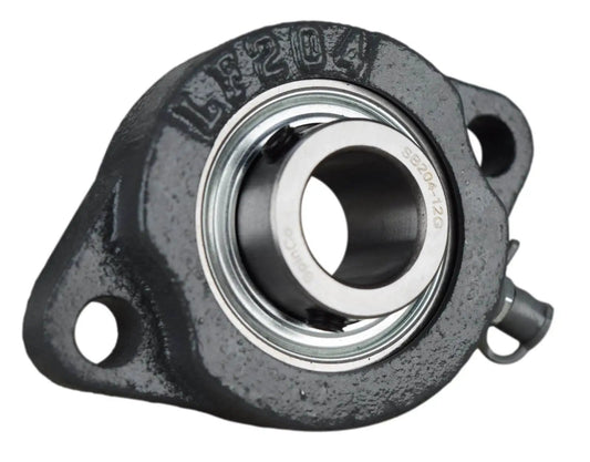 3/4 Inch Light Duty Two Bolt Flange Bearing With Cast Iron Housing And Grease Zerk, 3/4 in shaft, front view