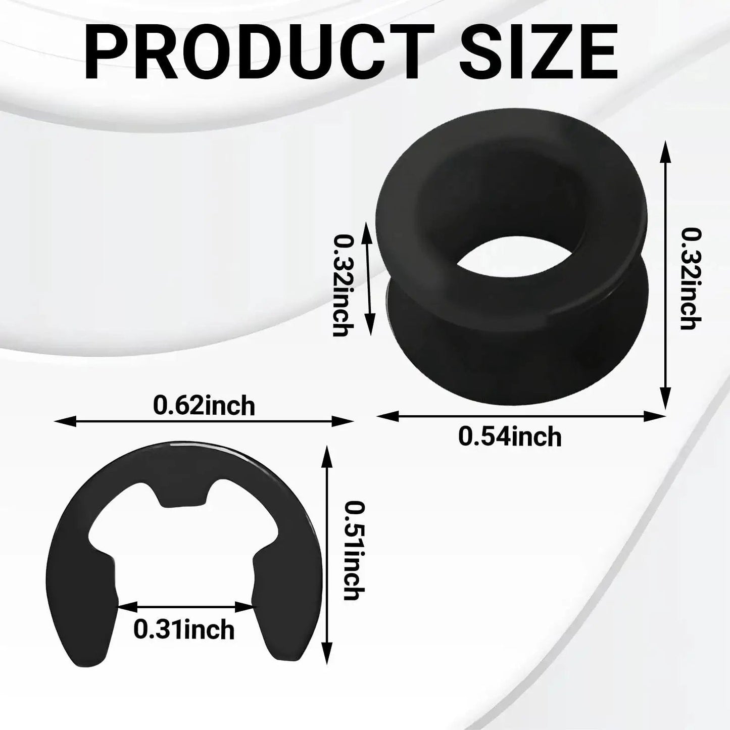 Product size for 2 Pack Shift Cable Bushing Repair Kit for Automatic Transmissions with Clips, OEM 33835-08010 measurements.