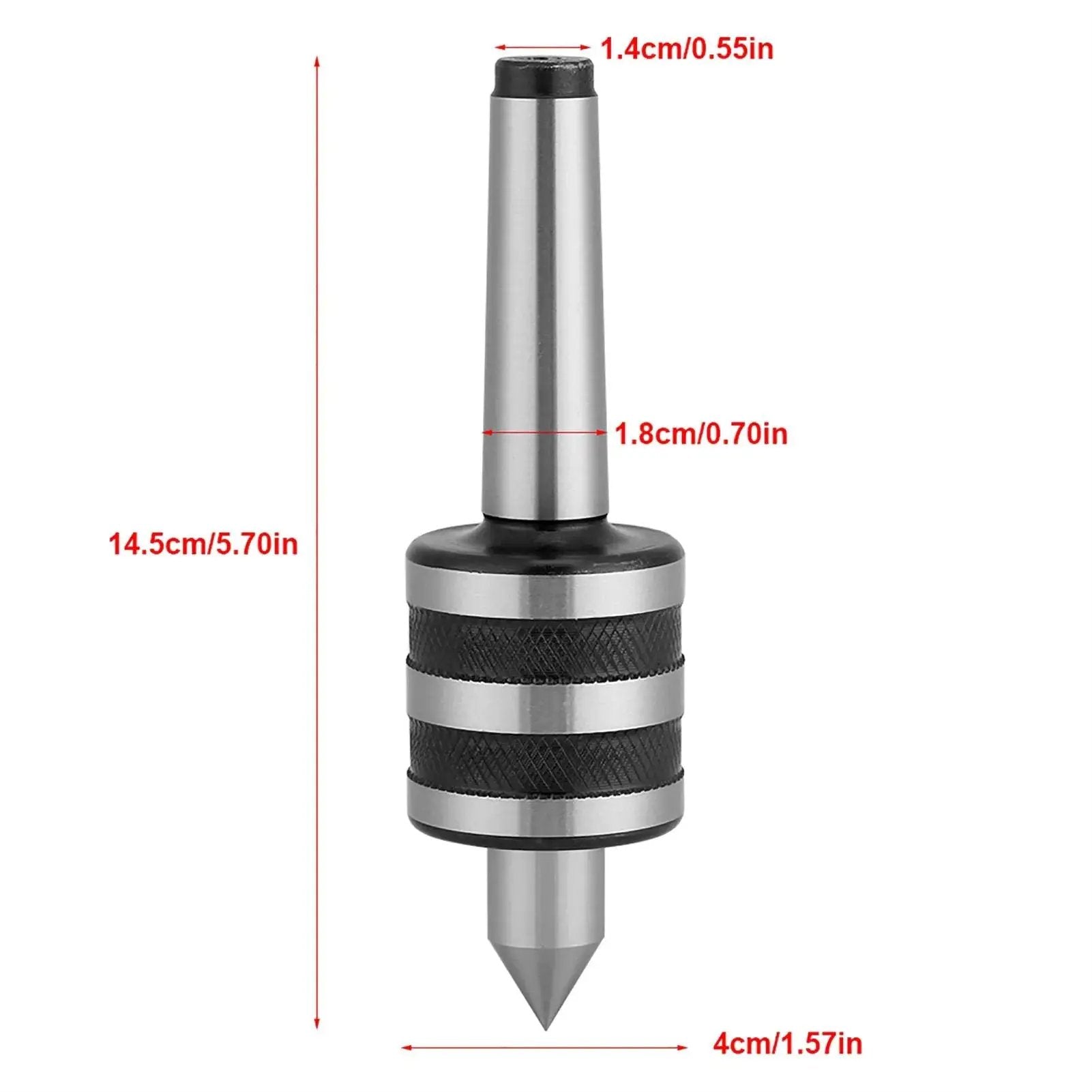MT2 Lathe Live Center Pro Grade High Accuracy 0.0004 Inch 60 Degree Tip made of premium 40Cr bearing steel for turning in workshops.