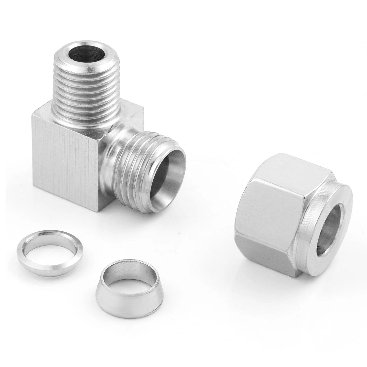 Stainless Steel 304 Compression Tube Fitting 90 Degree Male Elbow With Double Ferrules For Three Eighths Inch Tube To Three Eighths Inch NPT Male Pack Of 2 High Pressure 0-2900 PSI -58 To 842 Fahrenheit