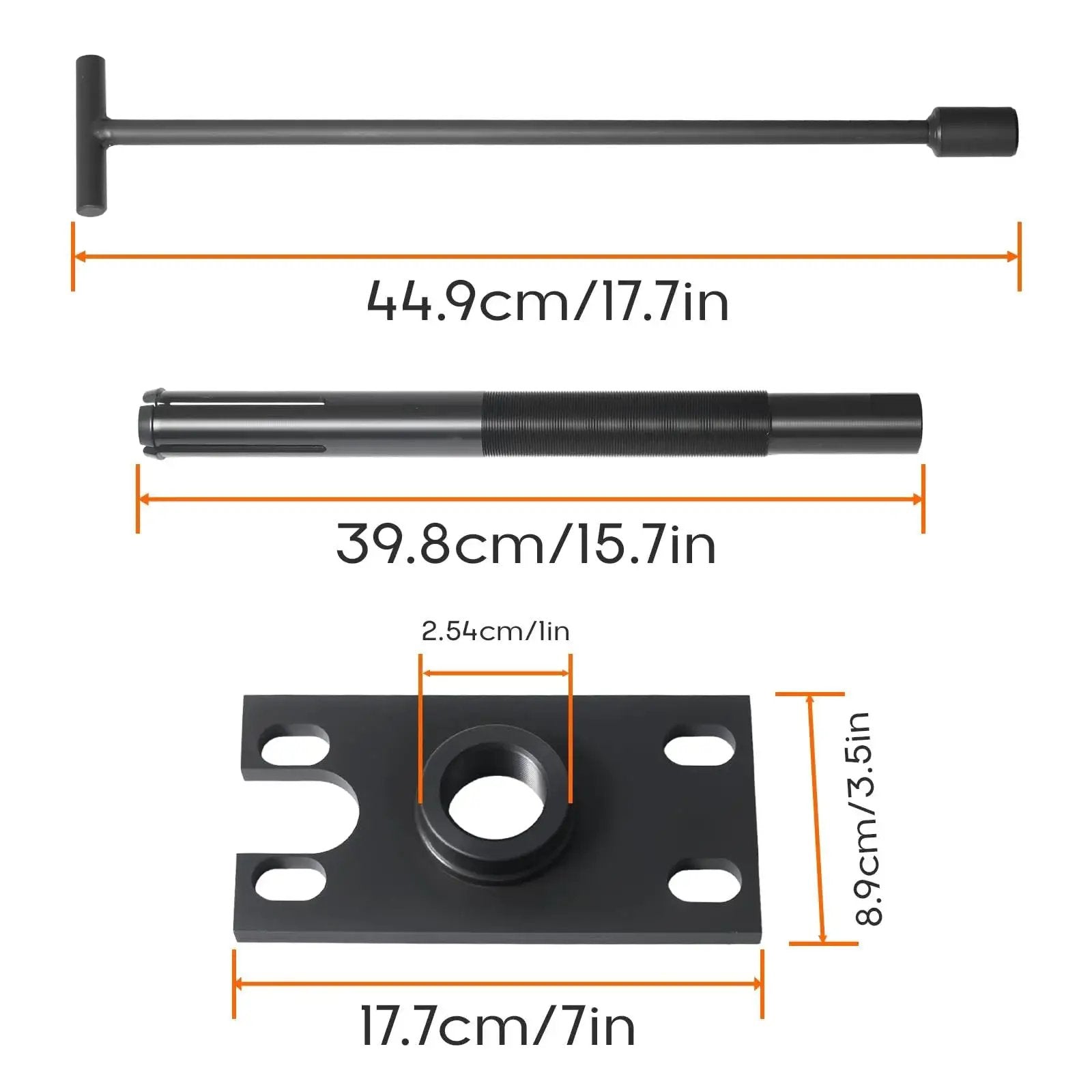 Heavy Duty Carbon Steel Gimbal Bearing Puller And Installer Tool For Sterndrive Models Including Alpha Series Alpha One Bravo MR OMC And Volvo Bearing Removal And Installation Kit showing dimensions