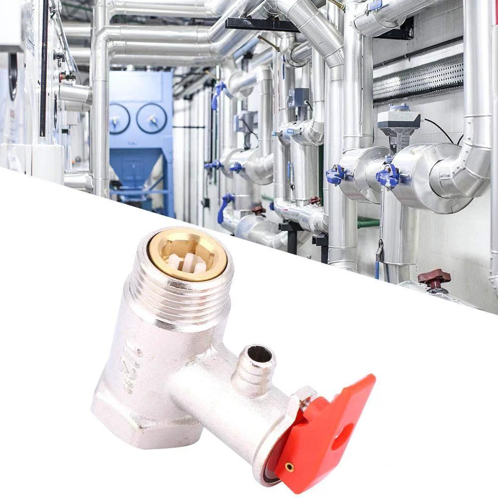 Heavy Duty Water Heater Safety Valve FTVOGUE With Brass Plated Body And Pressure Relief 0.9MPa Rating G1/2in Connection Bottom Inlet Check Valve To Prevent Overpressure Backflow And Hot Water Energy Loss In Residential Systems.