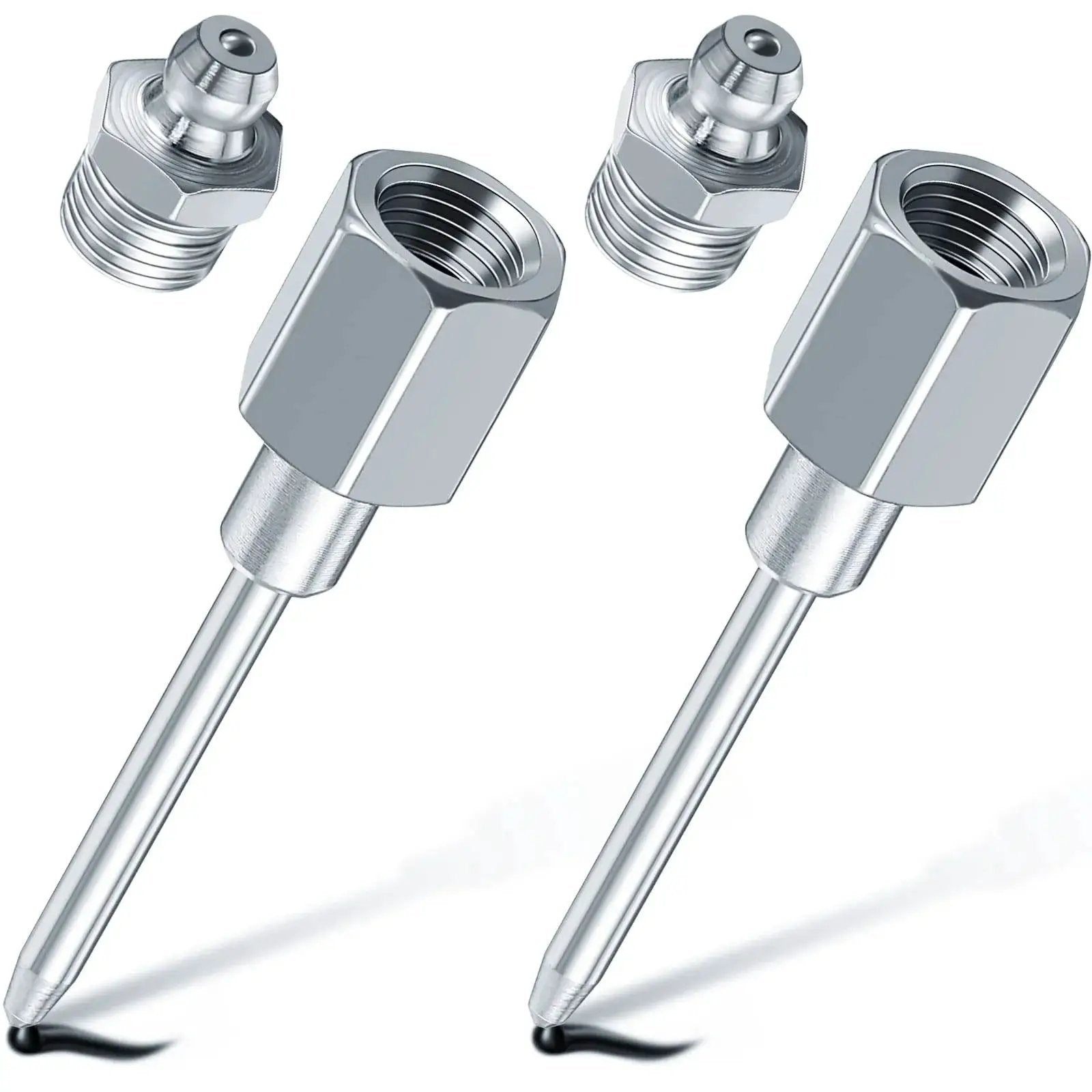 Needle Nose Grease Nozzle For Hand Operated Grease Gun With Narrow Needle Adapter And Fittings One Eighth Inch NPT Threads