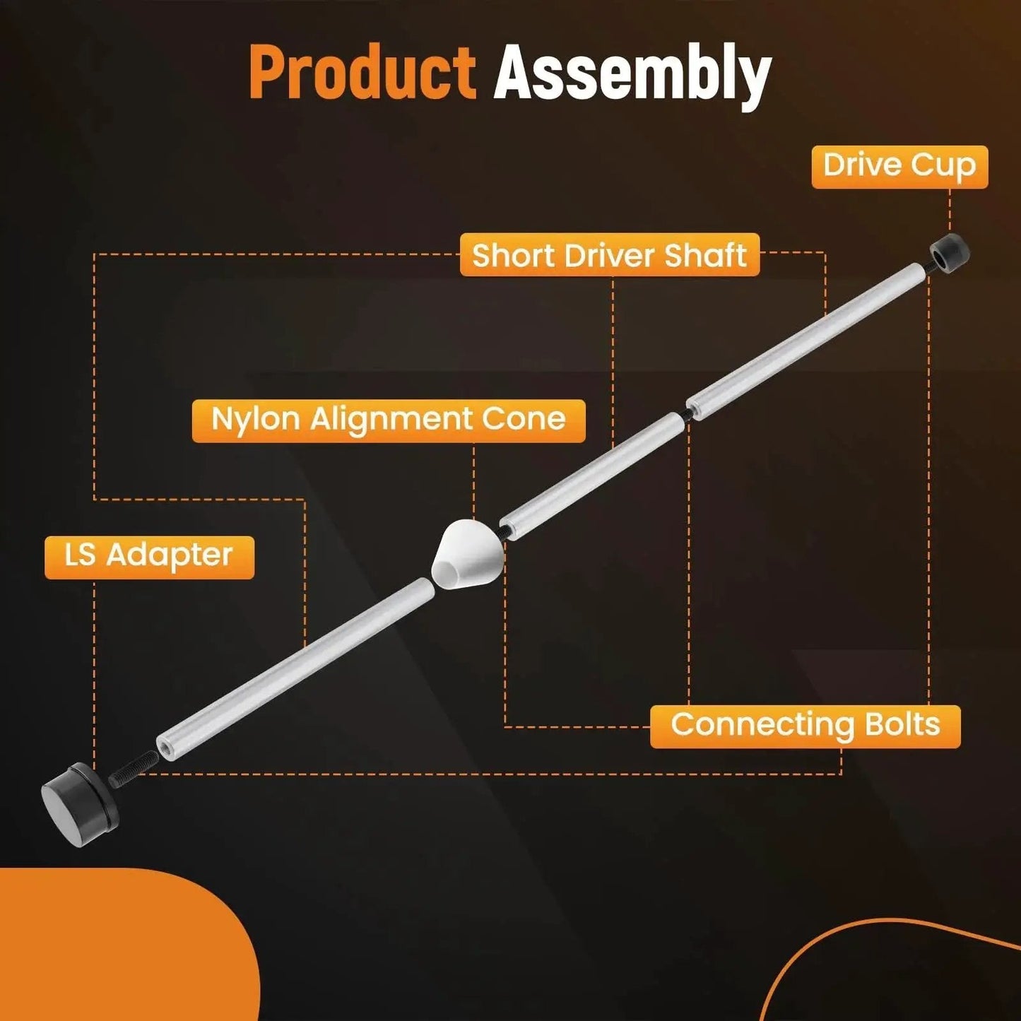 38 Inch Cam Bearing Installation and Removal Tool for Chevy GM LS Engines LS1 LS2 LS3 LS6 LQ9 showing components labeled