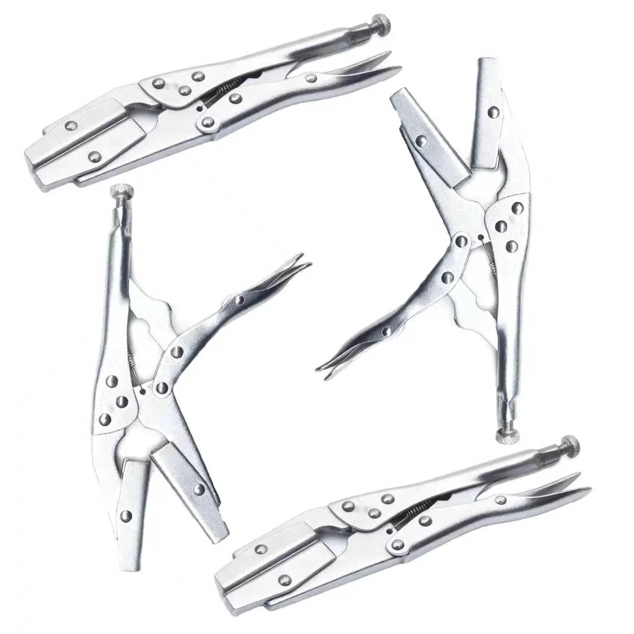 10 Inch Radiator Hose Clamp Pliers Set 4 Pack Heavy Duty Self Locking Pinch Off Tool for Automobile Radiator Pipes Fuel Hoses Water Vacuum Lines With Rotating Jaw for Parallel Clamping and Even Pressure Distribution.
