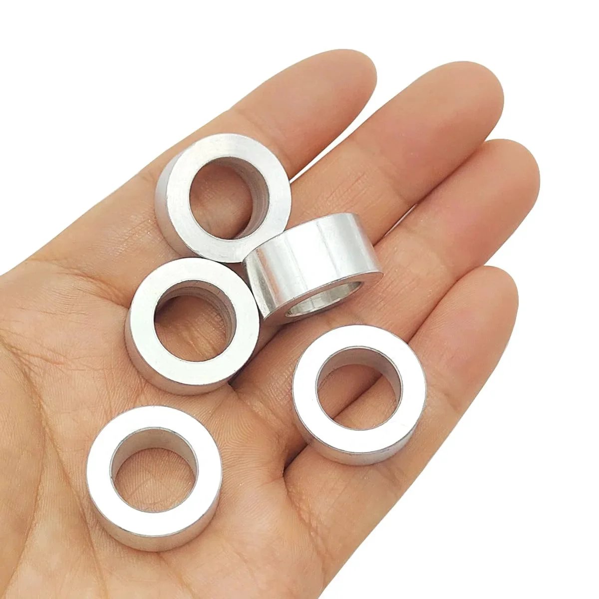 Five Pack M12 Aluminum Spacers 12.5 Mm Inner Diameter 20 Mm Outer Diameter 10 Mm Length Unthreaded Standoff Bushings Plain Finish