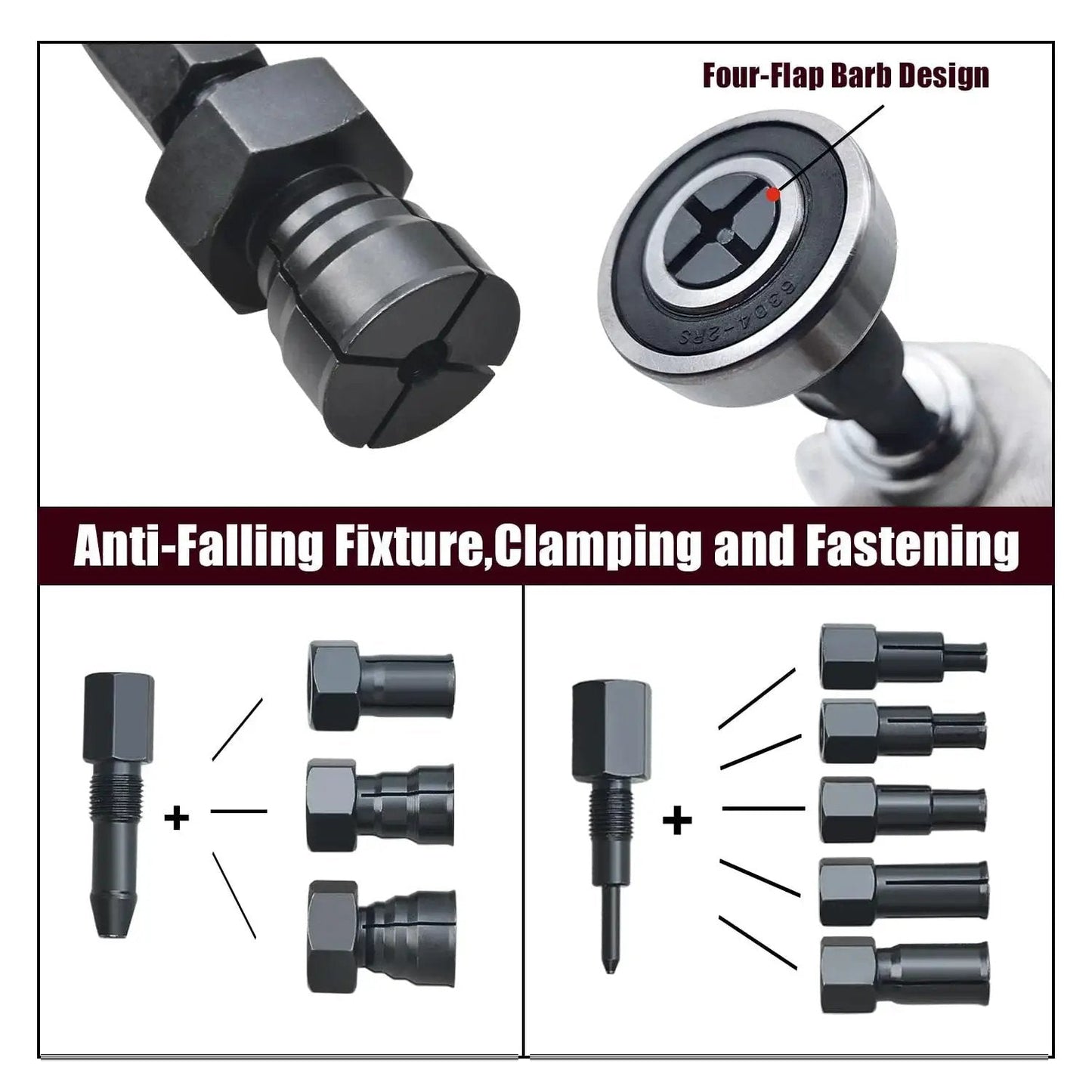 Close-up of 12 Piece Motorcycle Blind Inner Bearing Puller Kit With Slide Hammer And Collets 8mm To 25mm, showing components and design details