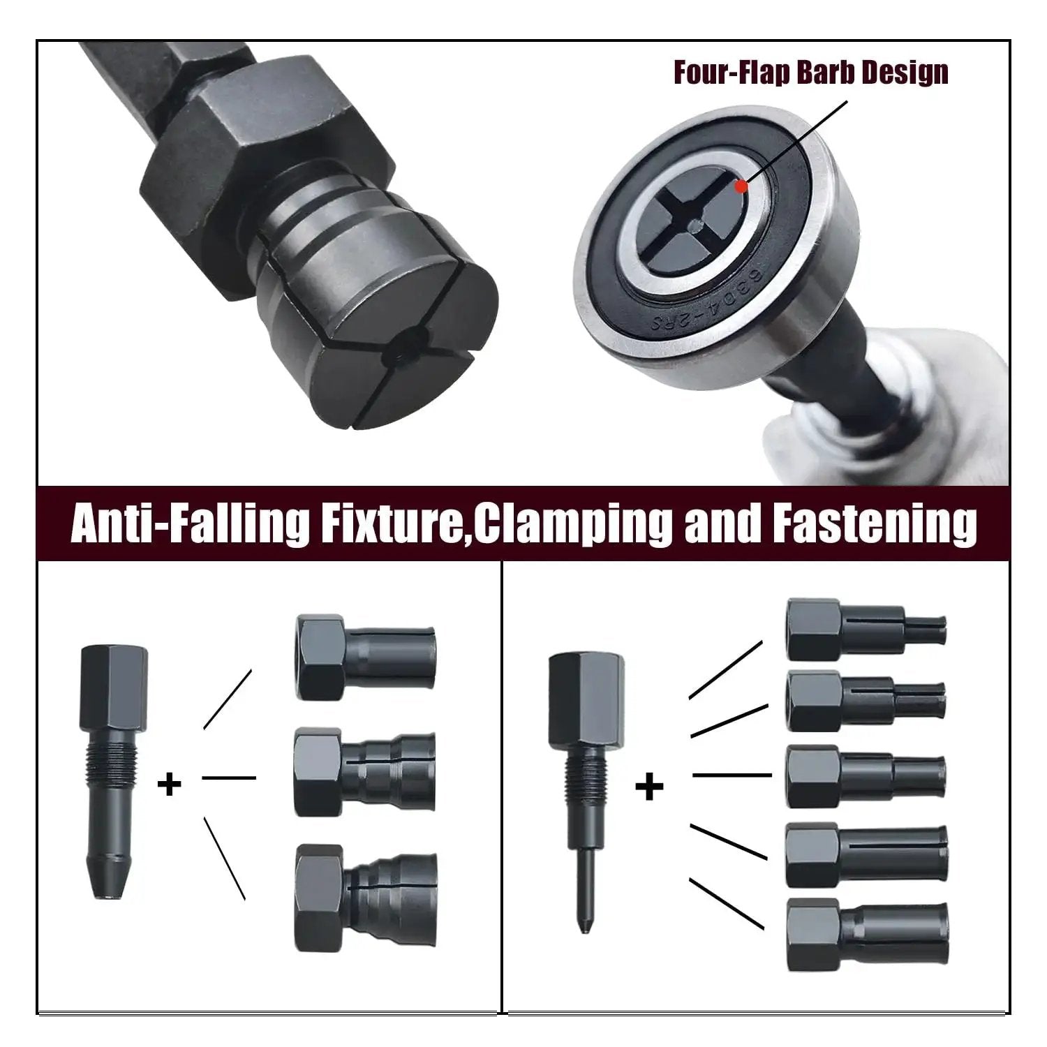 Close-up of 12 Piece Motorcycle Blind Inner Bearing Puller Kit With Slide Hammer And Collets 8mm To 25mm, showing components and design details