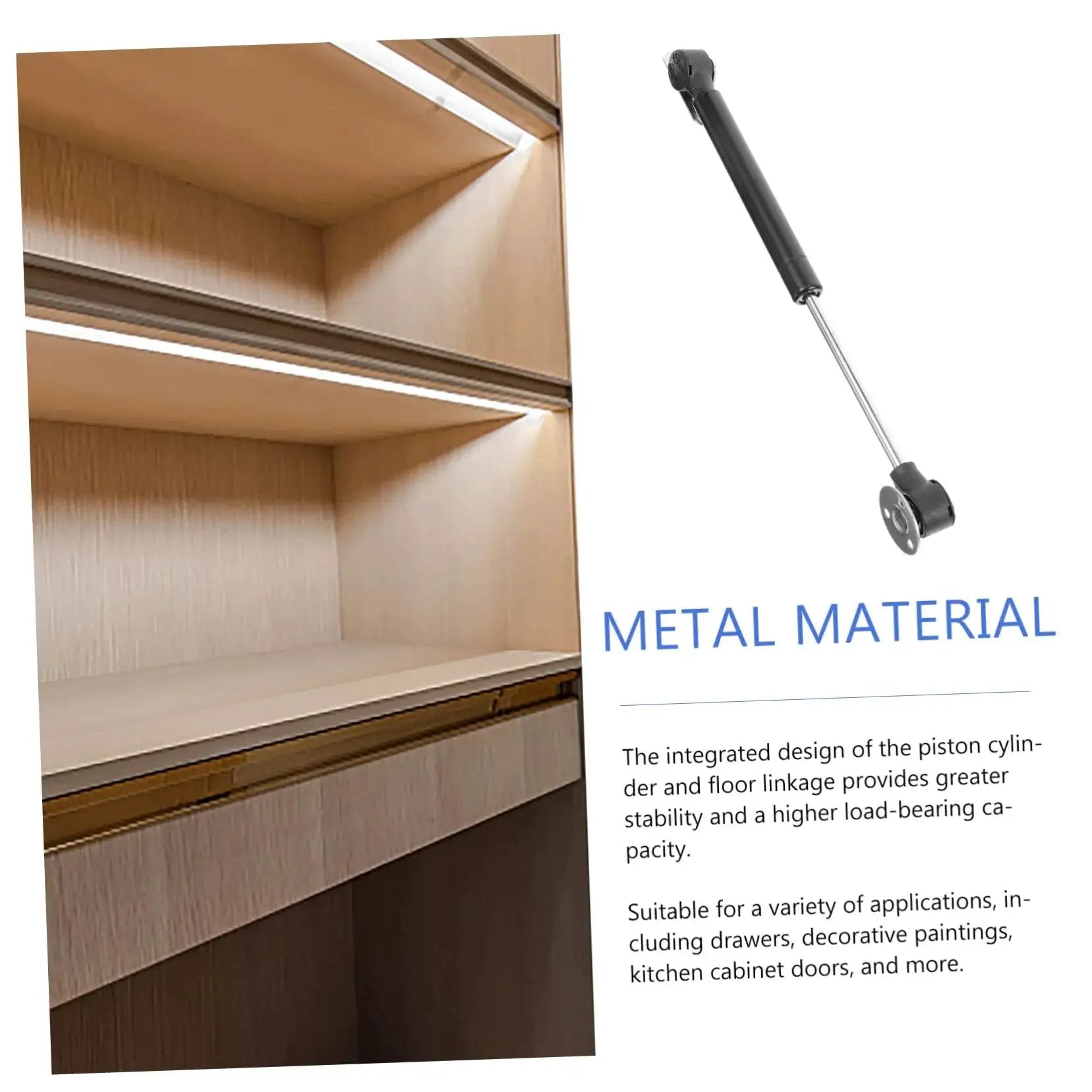 Heavy Duty Gas Spring Hinge With Soft Close For Cabinet Doors And Lids shown with cabinet application