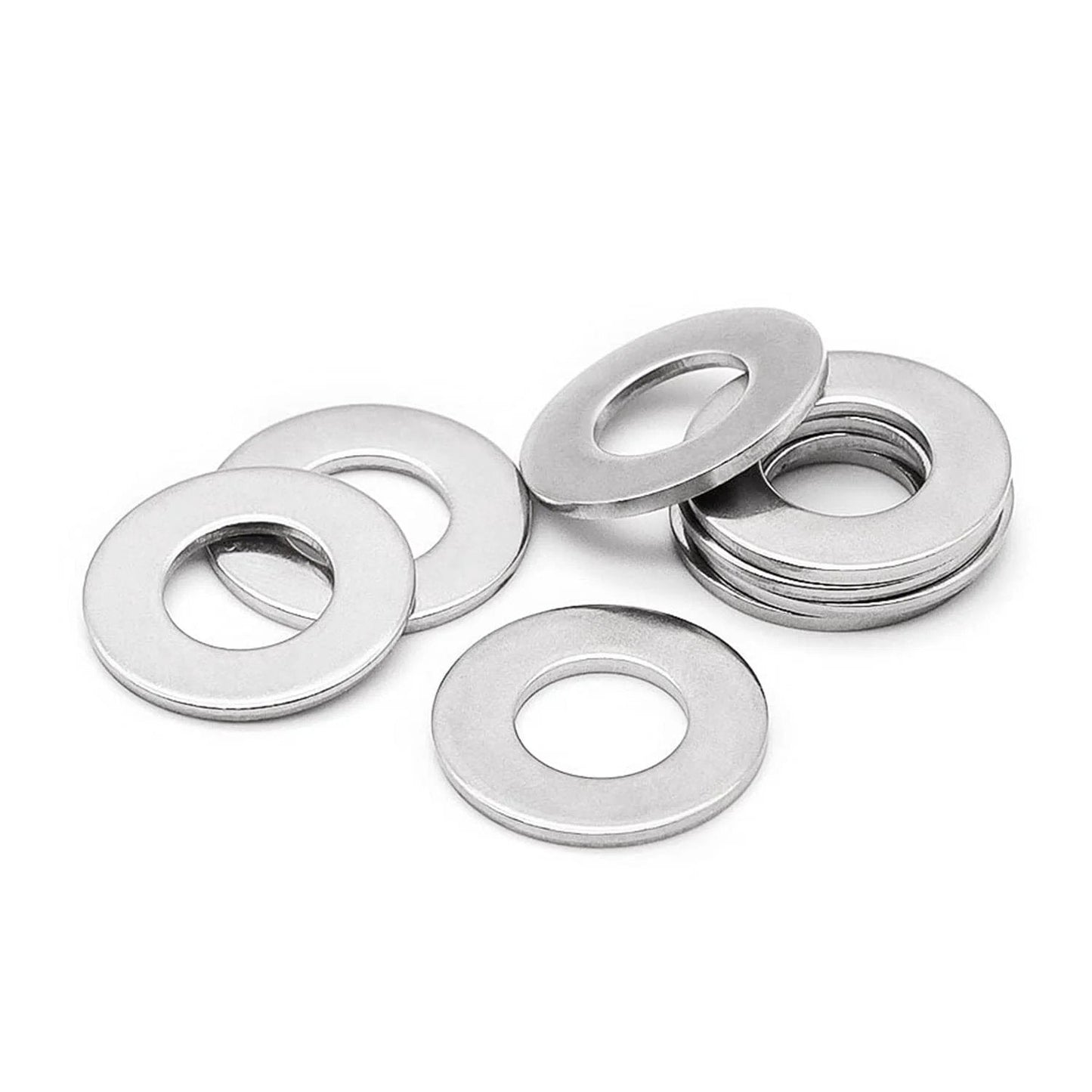 304 Stainless Steel Flat Washer No 8 Inner Diameter Seven Sixteenths Inch Outer Diameter Three Sixty-Fourths Inch Thick 100 Pieces Heavy Duty Hardware Washers For Screws And Bolts