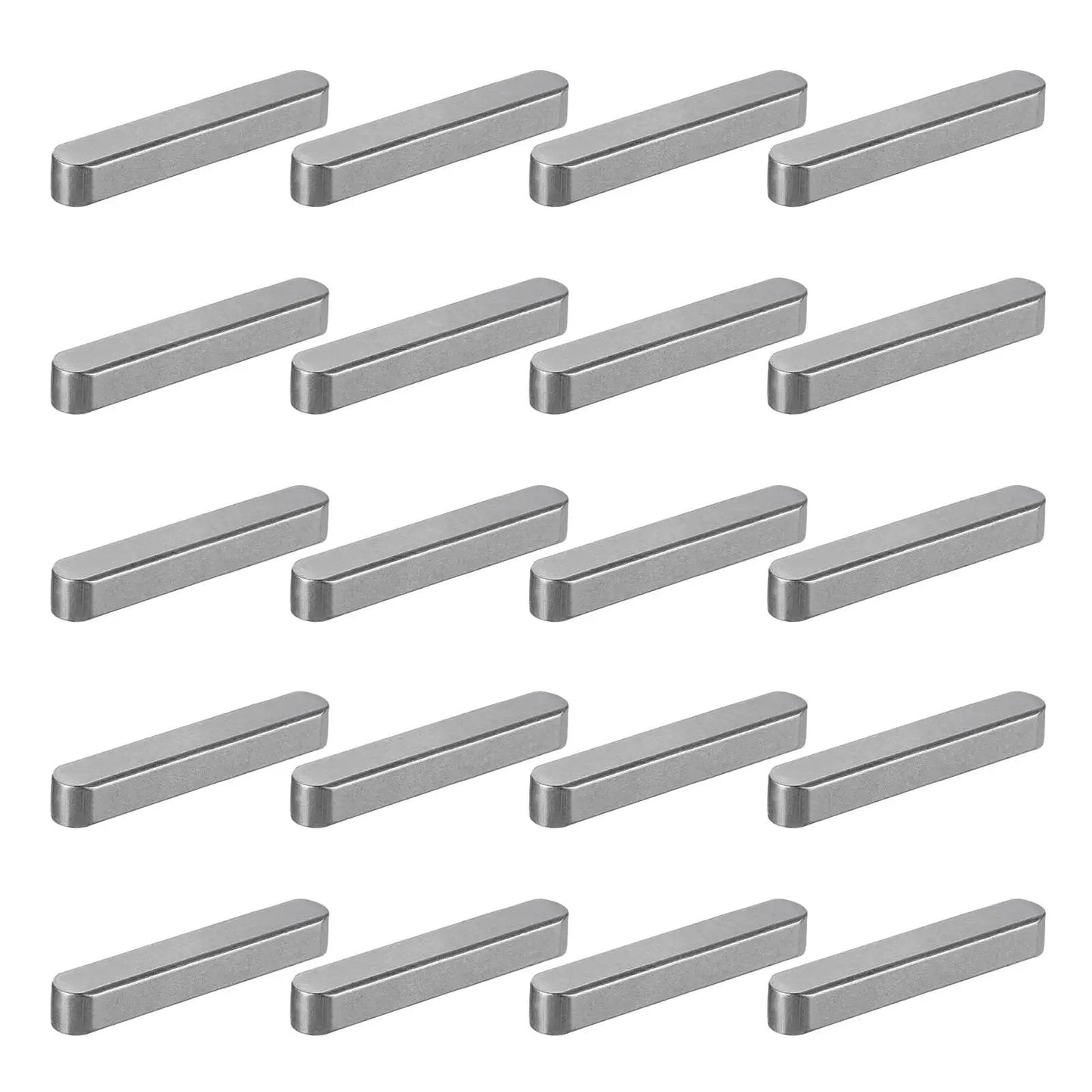 Round Ended Feather Keys Set, 20 Pcs, 50x8x7mm Stainless Steel Drive Shaft Keys For Keyway Stock And Mechanical Fasteners displayed.