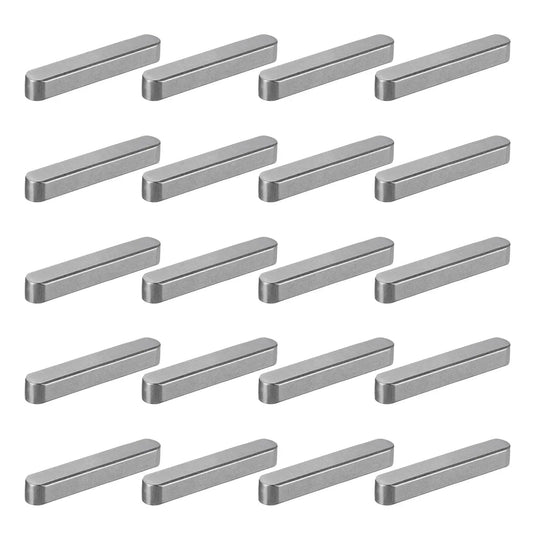 Round Ended Feather Keys Set, 20 Pcs, 50x8x7mm Stainless Steel Drive Shaft Keys For Keyway Stock And Mechanical Fasteners displayed.