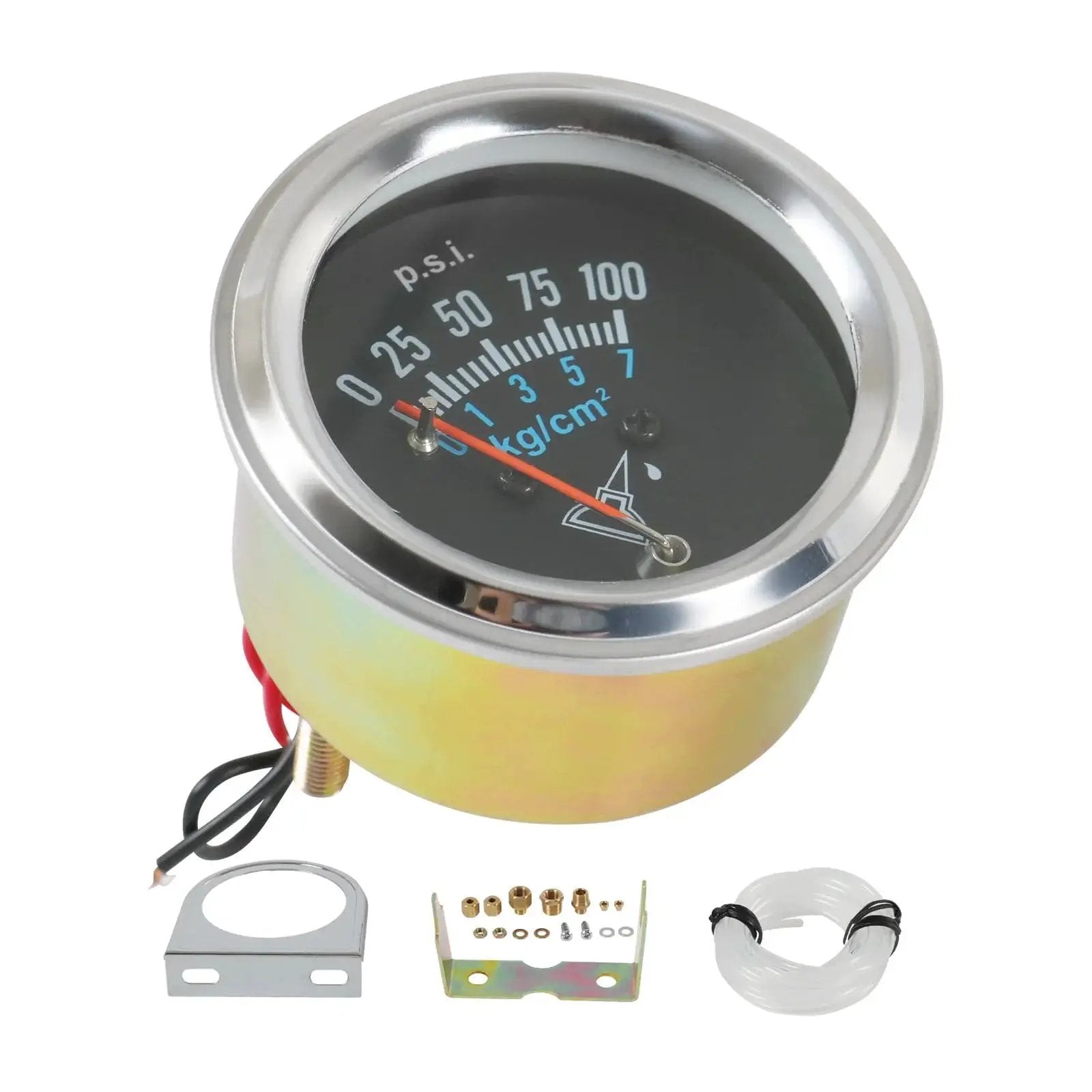 Oil Pressure Gauge Kit 0-100 PSI For All 12V Cars Universal Fit 2 Inch Dial 52mm Chrome Black With Night Light Illumination