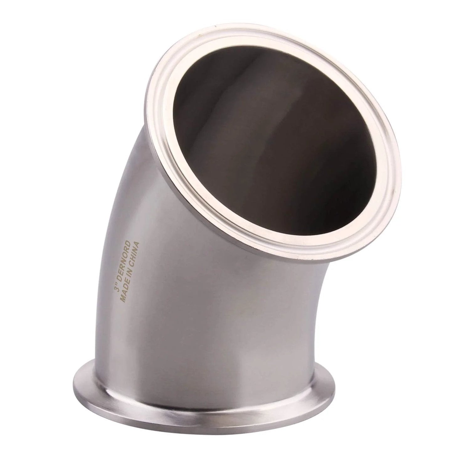 Stainless Steel 304 3 Inch 45 Degree Heavy Duty Clamp Elbow Fitting For Tri Clamp Pipelines Connects Tubes At 76mm OD