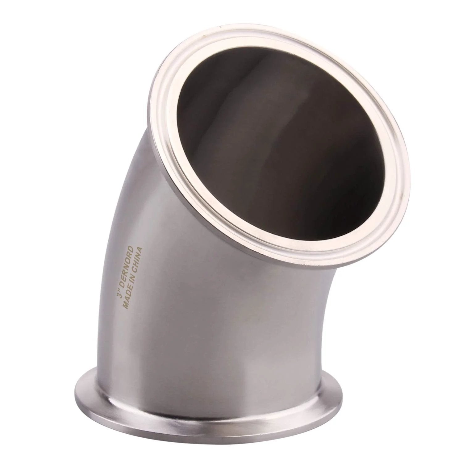 Stainless Steel 304 3 Inch 45 Degree Heavy Duty Clamp Elbow Fitting For Tri Clamp Pipelines Connects Tubes At 76mm OD