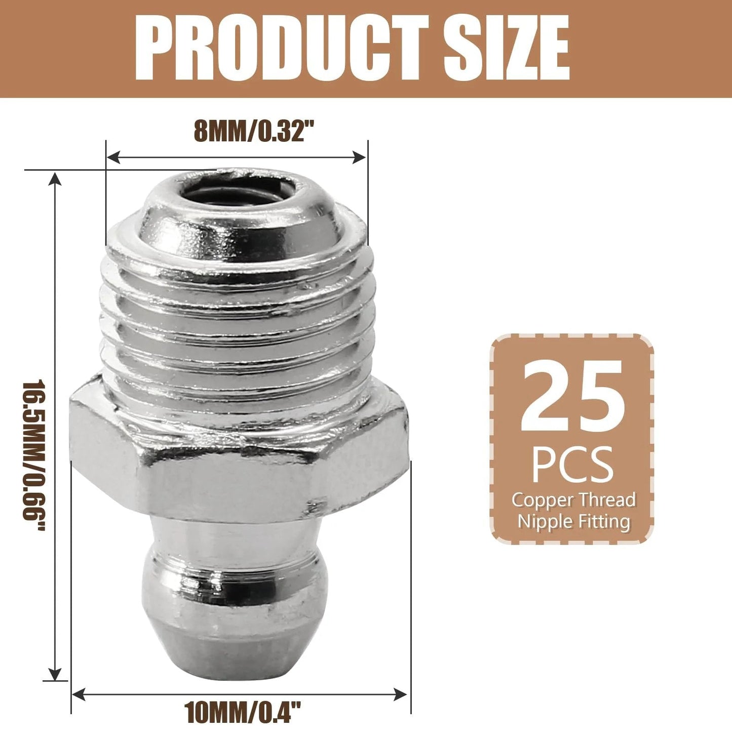 25 Piece Heavy Duty Grease Fittings Assortment Kit For Excavators 8mm By 1mm M8 Male Thread Straight Zerks