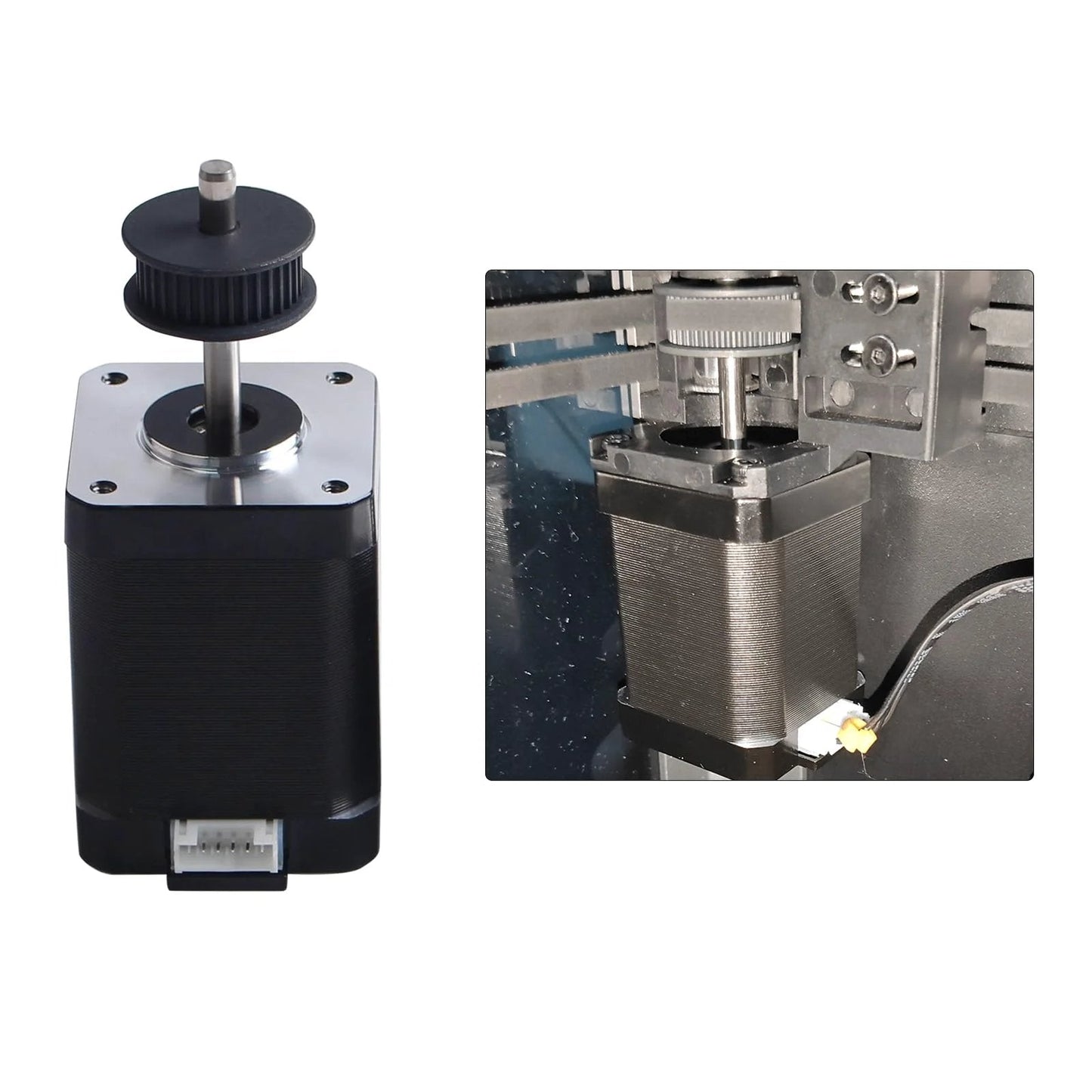 Replacement Nema 17 Stepper Motor For K1 And K1 Max 42x60 Mm One Point Eight Degree 2 Phase With 2A For X Axis Synchronous Belt Wheel Pulley Spare Part For Crealty 3D Printer Projects By FYSETC Crealty shown separately and installed in 3D printer