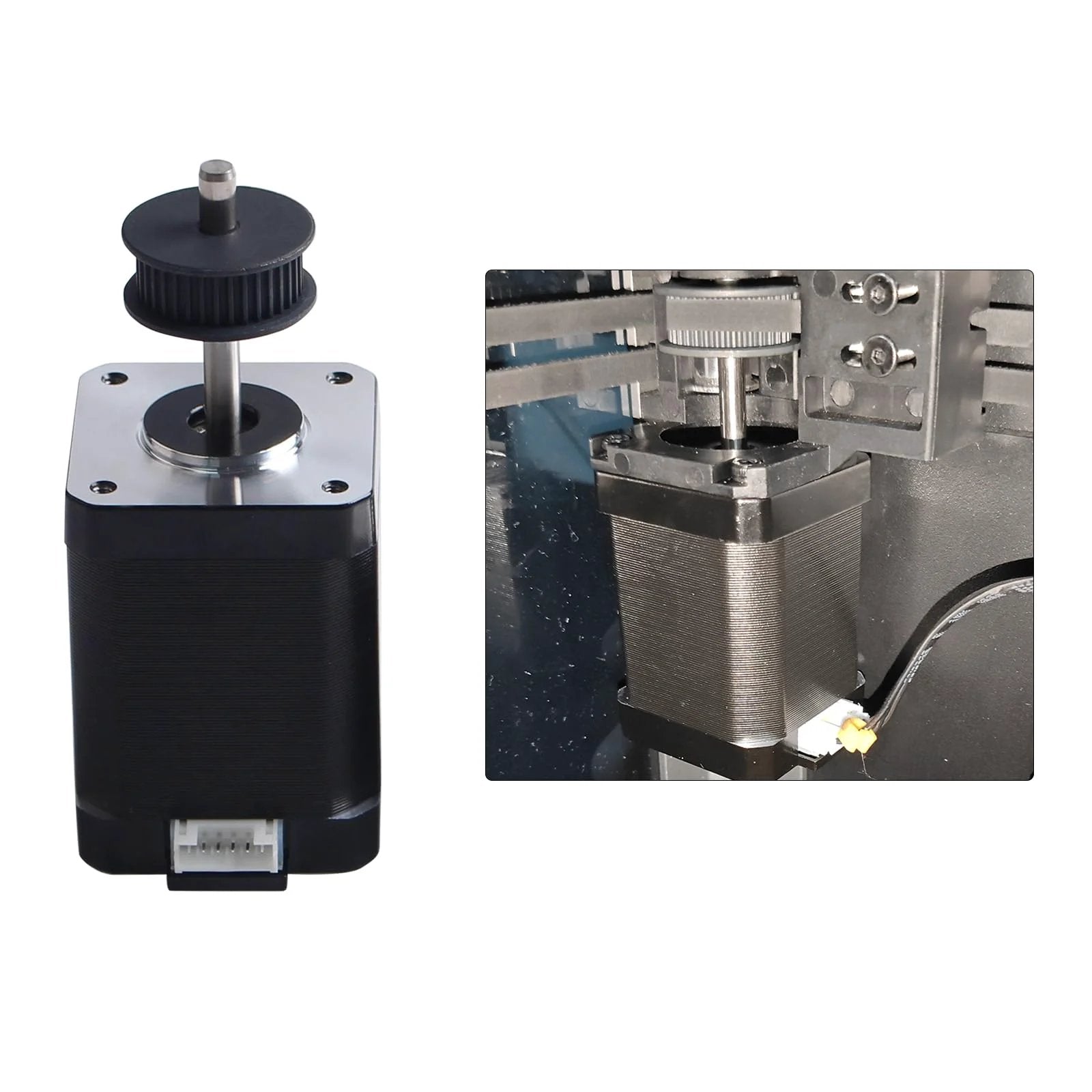 Replacement Nema 17 Stepper Motor For K1 And K1 Max 42x60 Mm One Point Eight Degree 2 Phase With 2A For X Axis Synchronous Belt Wheel Pulley Spare Part For Crealty 3D Printer Projects By FYSETC Crealty shown separately and installed in 3D printer