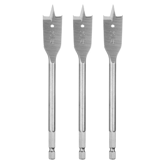Three Piece Spade Drill Bit Set Three Quarter Inch Paddle Flat Bits For Woodworking With Quick Change One Quarter Inch Hex Shank
