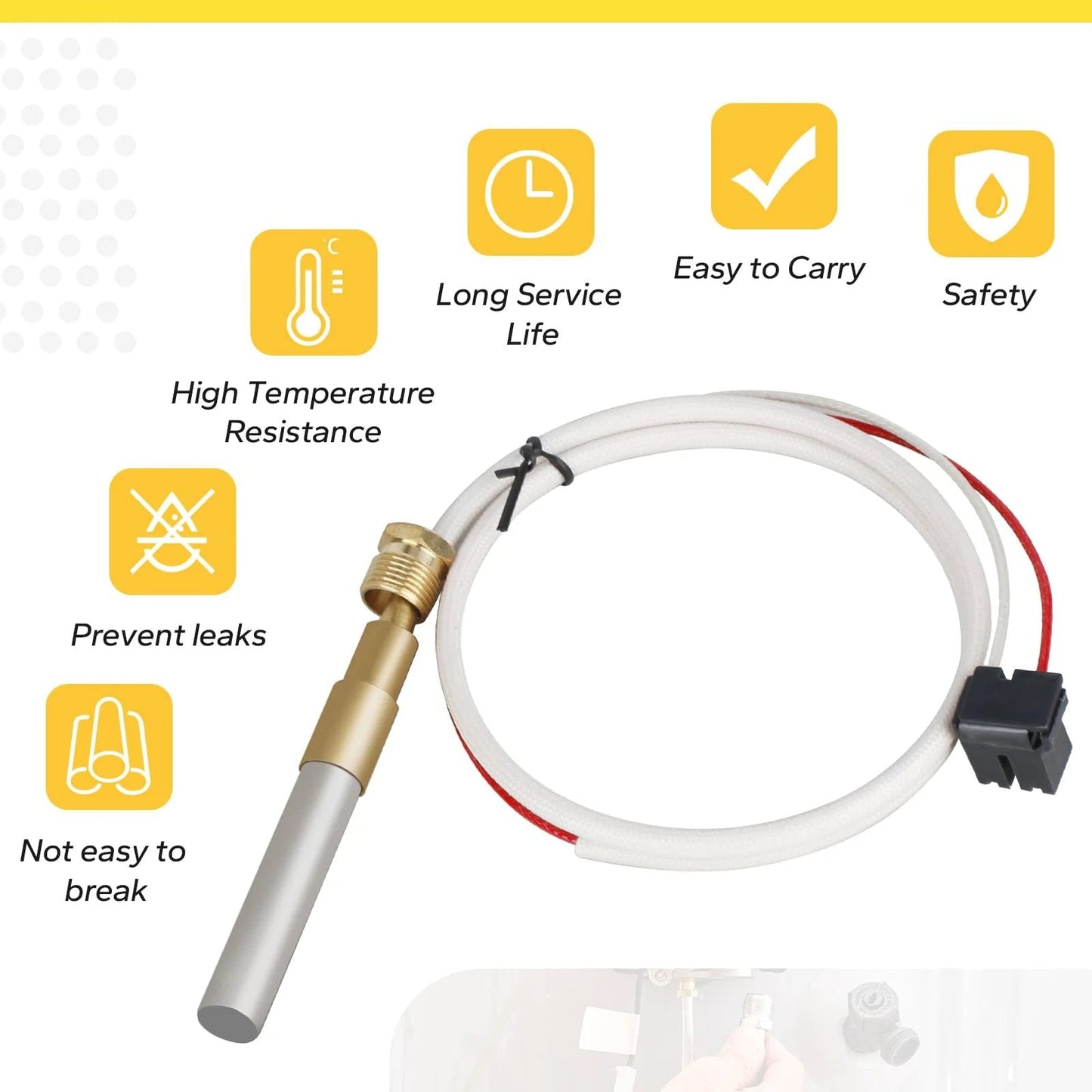 Thermopile Replacement For Water Heaters No Fuss Install Compatible With Pilot Burner Parts SP20824 SP20754 SP21058 SP20800 SP21096 SP20739 Rheem Ruud Richmond
