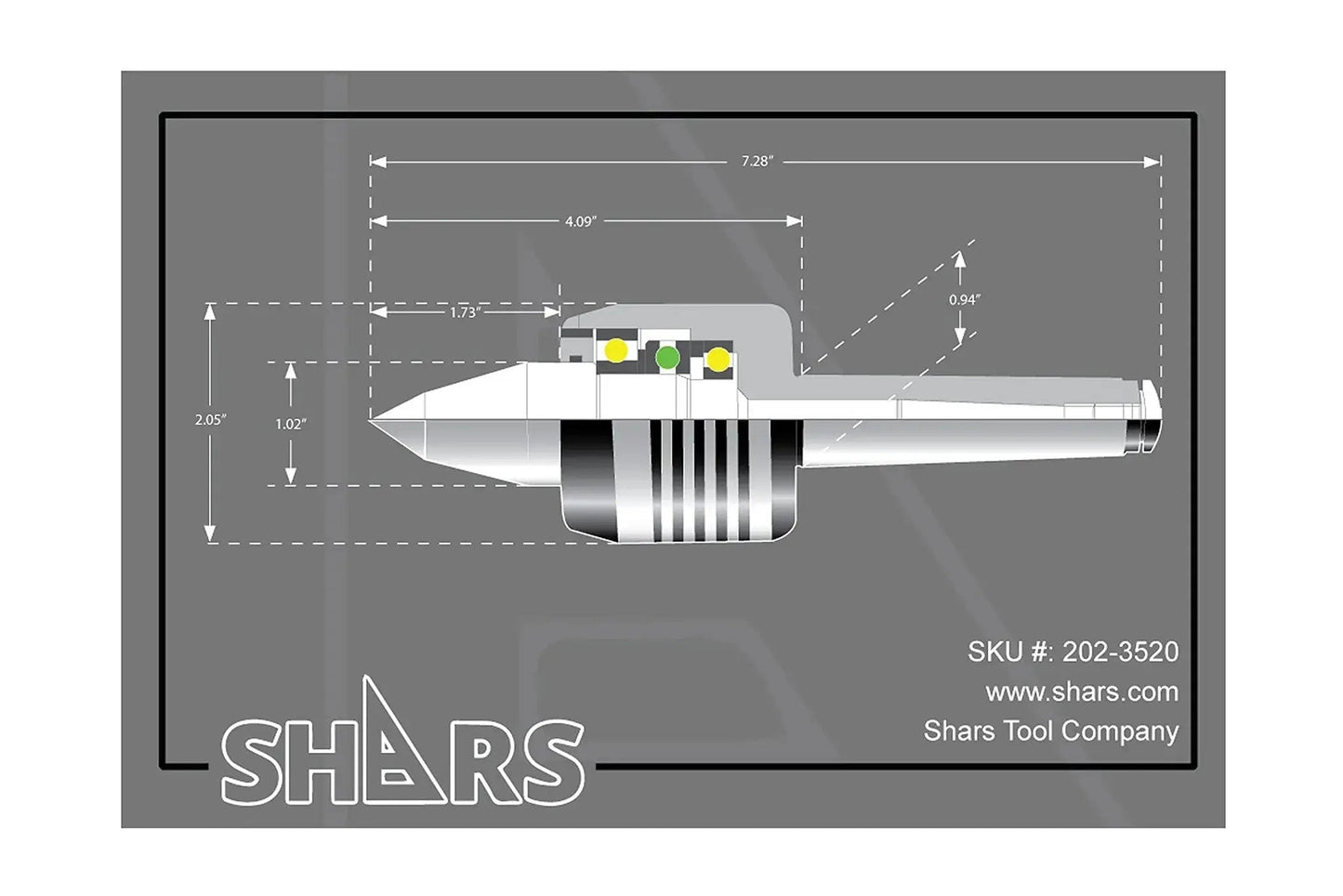 Diagram of 3MT Long Nose Live Center For Lathe CNC With Triple Bearing 60 Degree Point High Precision 0.0002 TIR specifications