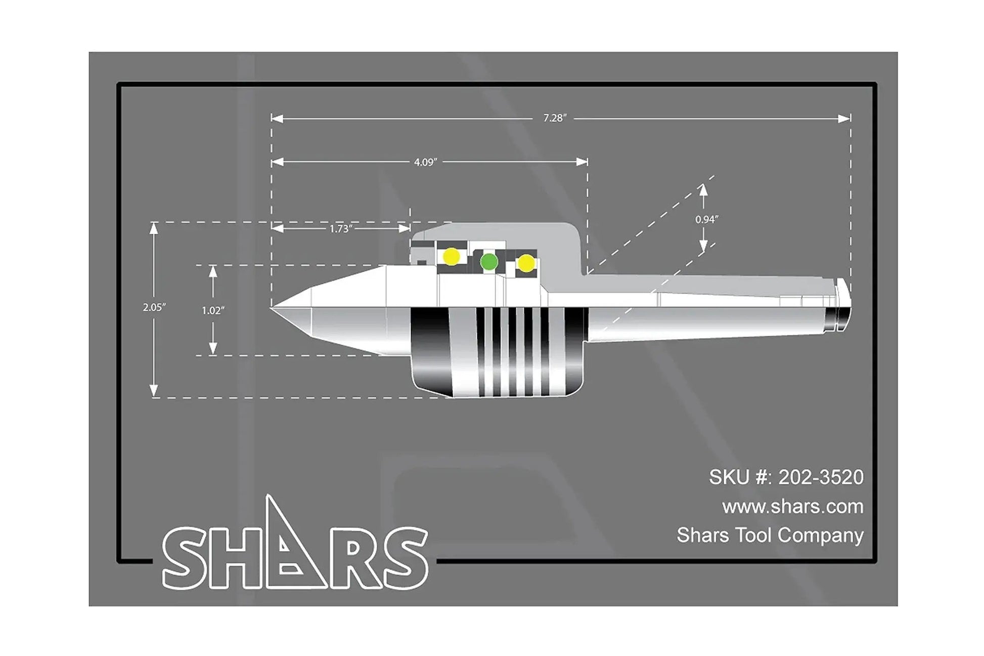 Diagram of 3MT Long Nose Live Center For Lathe CNC With Triple Bearing 60 Degree Point High Precision 0.0002 TIR specifications