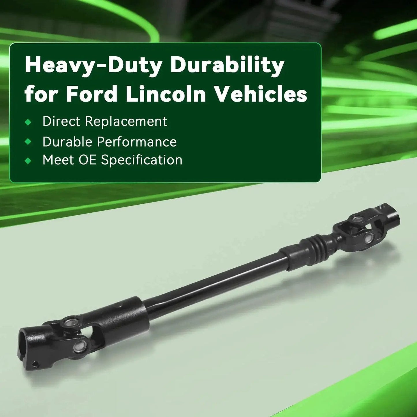 Lower Steering Shaft With U Joint Coupler For Power Gear Steering Jeep Cherokee, displayed on green background