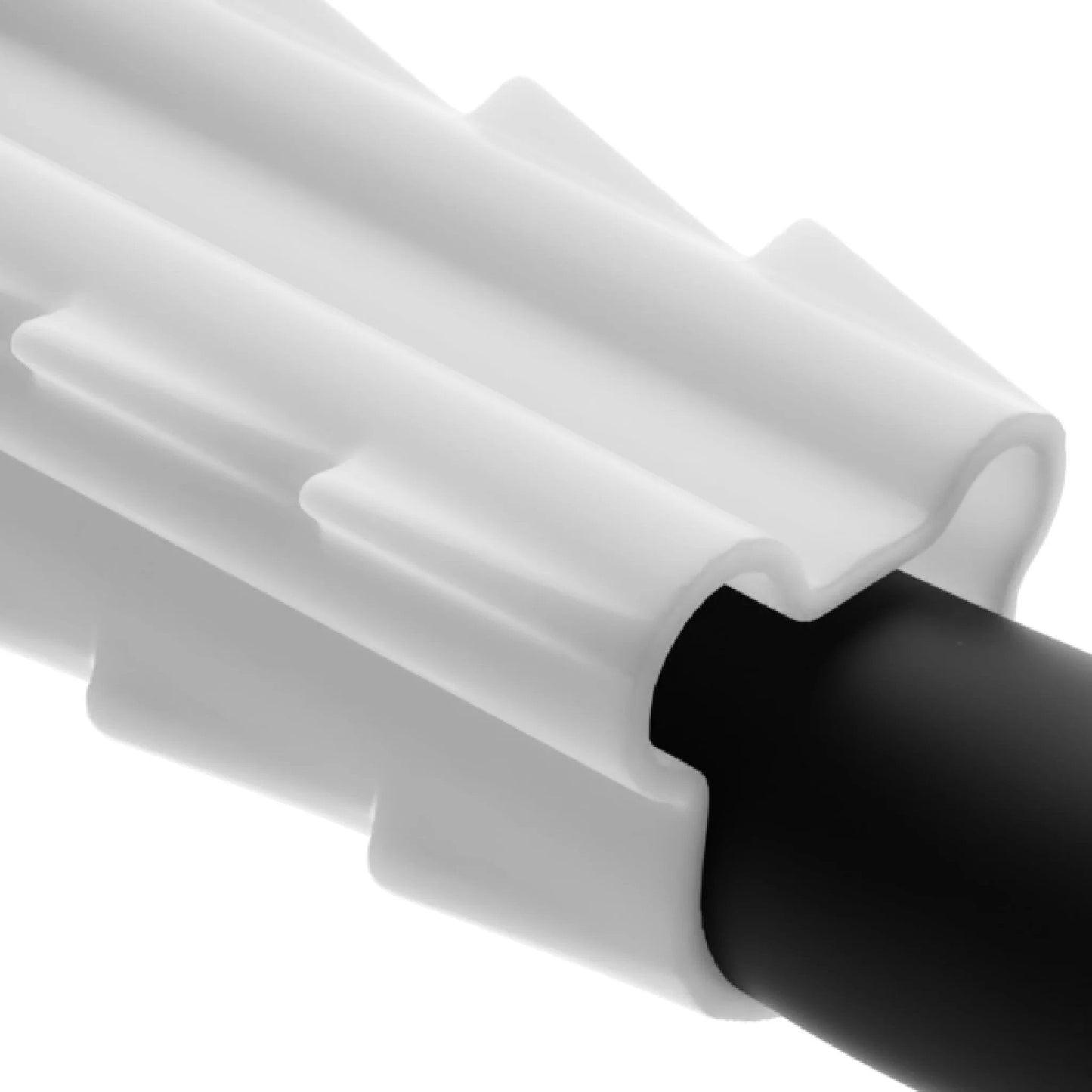 Close-up of Single Feed-Through Bushing For RG6 Coaxial Cable Indoor Outdoor Passthrough And Wall Grommet White