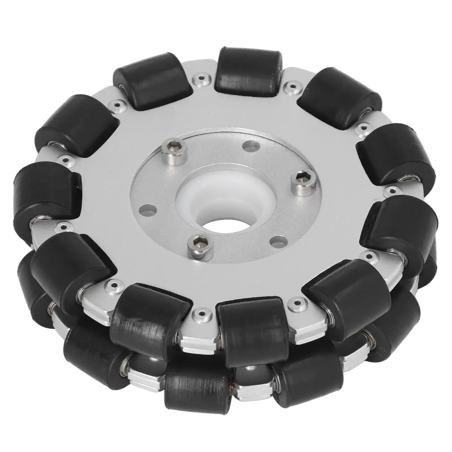 Double Aluminum Omni Wheel 127mm Premium Omni Directional Wheel With 360 Degree Rotation For Robot Replacement Parts Featuring 22 Rubber Rollers And 30kg Load Capacity