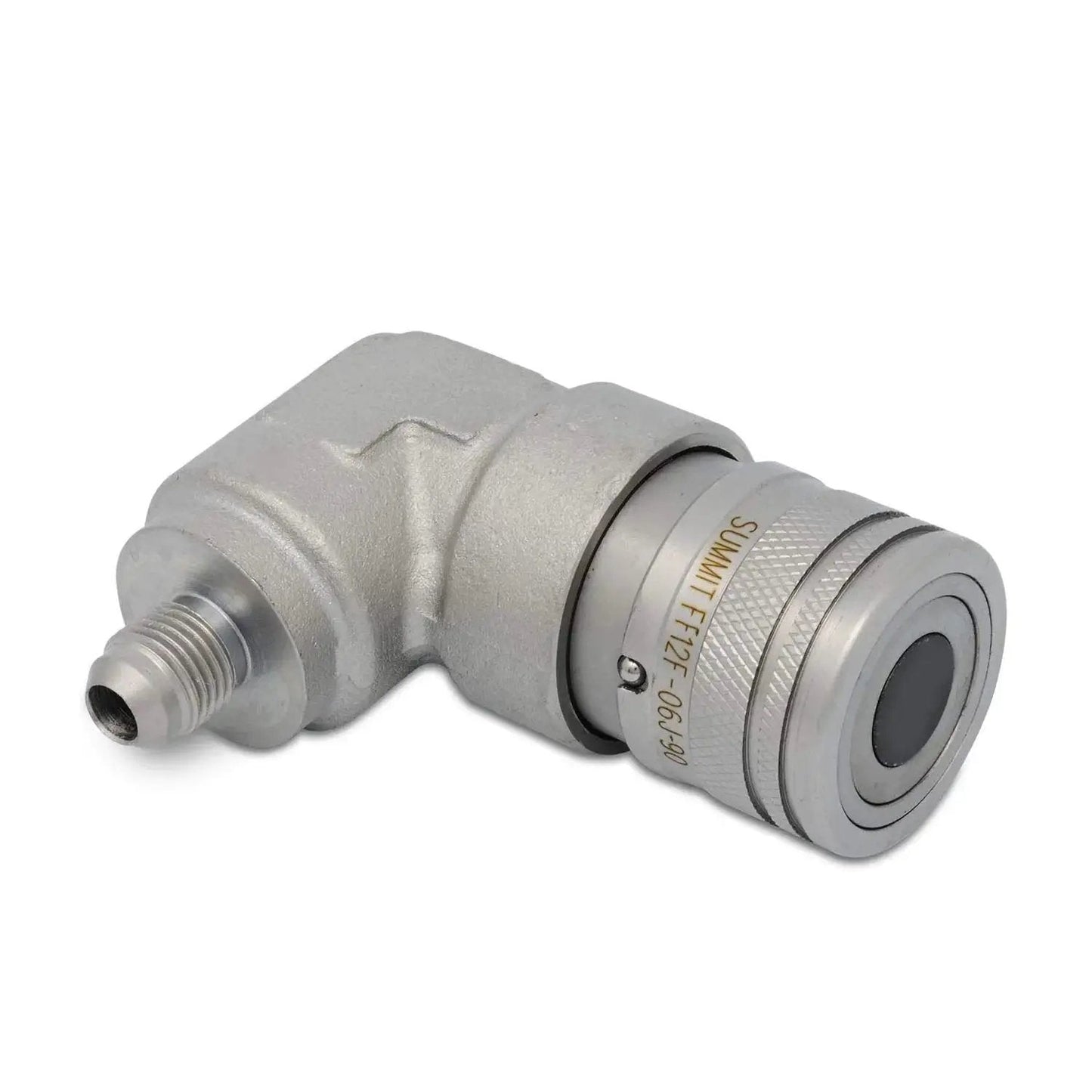 90 Degree Flat Face Skid Steer Hydraulic Quick Connect Coupler Set For 12 GPM Systems With ISO Body Size One Half Port Thread Male Three Eighths
