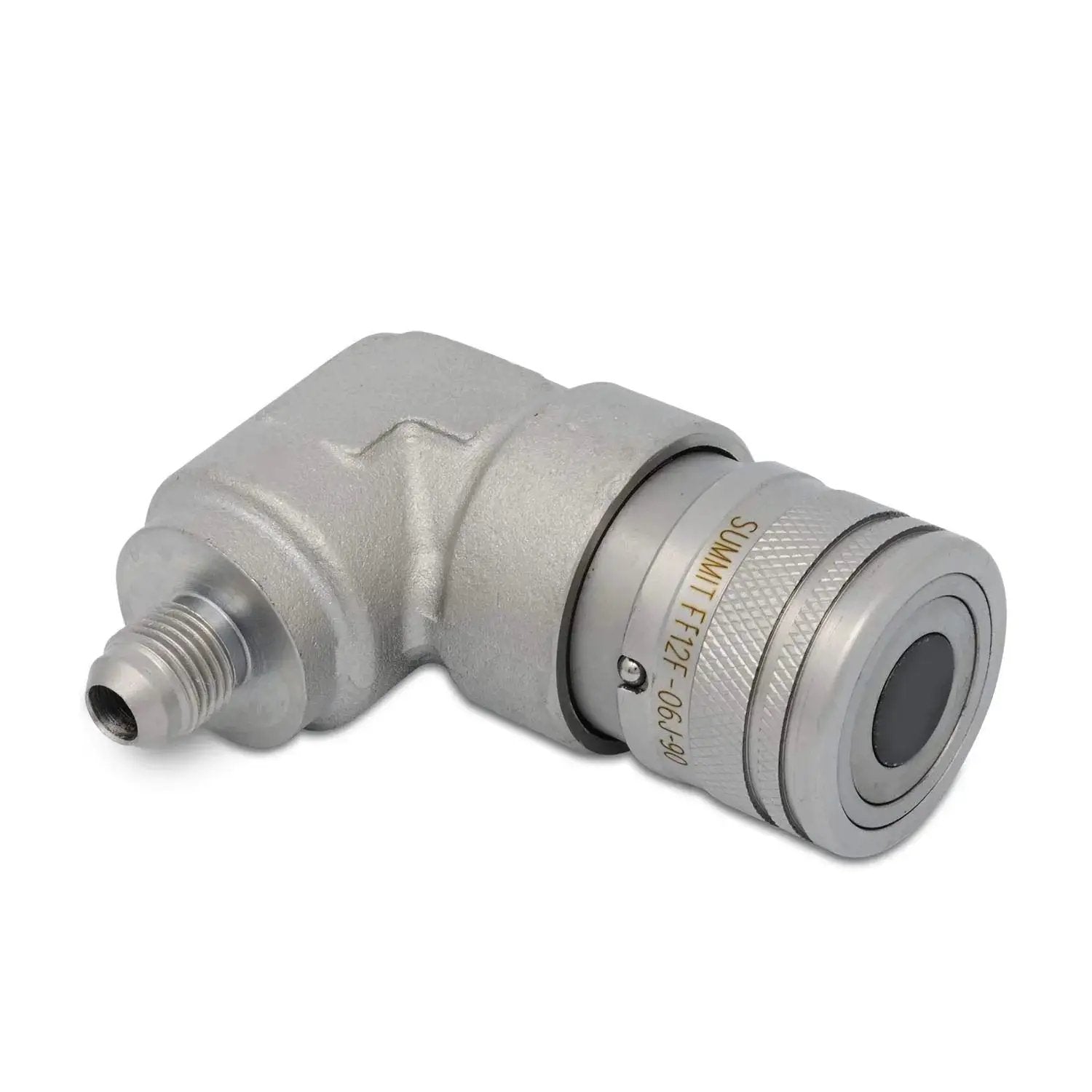 90 Degree Flat Face Skid Steer Hydraulic Quick Connect Coupler Set For 12 GPM Systems With ISO Body Size One Half Port Thread Male Three Eighths