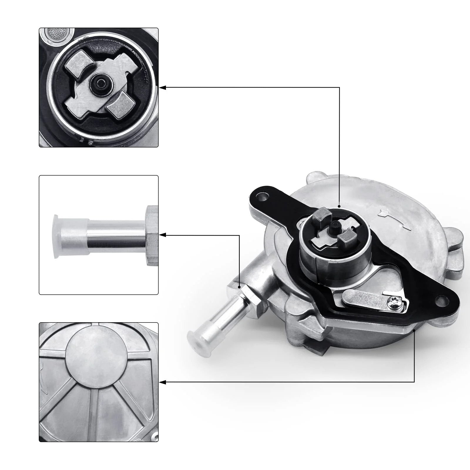 Vacuum Pump OE Replacement For Mercedes C250 SLK250 W204 R172 1.8L Engine, Durable Metal Construction, shown with details