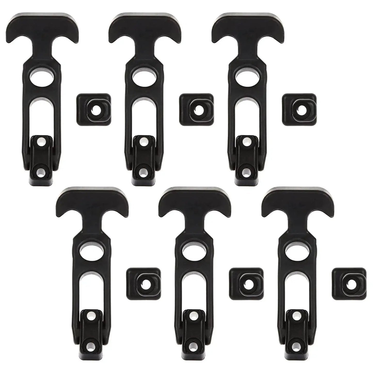Six Pack Rubber T Handle Draw Latch 4.3 Inch Hasp For Tool Boxes And Equipment, nylon with elastomer rubber, top view.
