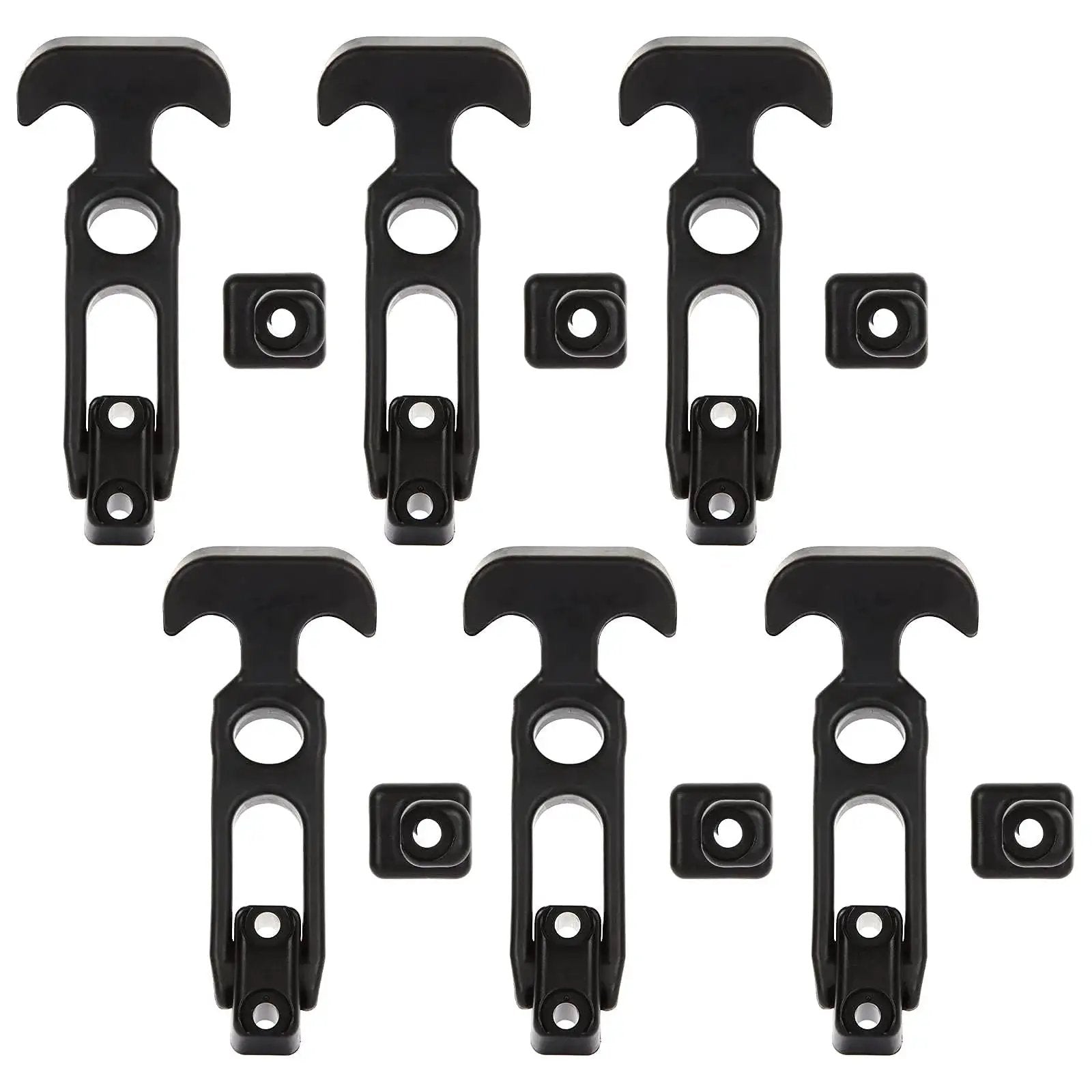 Six Pack Rubber T Handle Draw Latch 4.3 Inch Hasp For Tool Boxes And Equipment, nylon with elastomer rubber, top view.