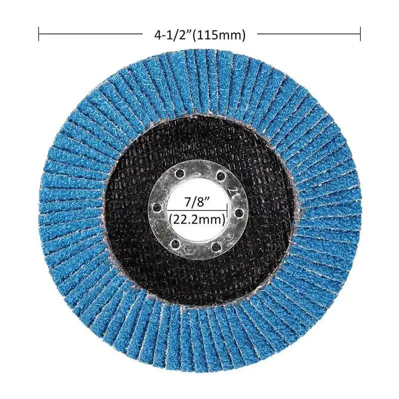 Premium Zirconia Flap Discs For Four And A Half Inch Angle Grinders 7 Eighths Inch Arbor 80 Grit High Density Efficient Sanding