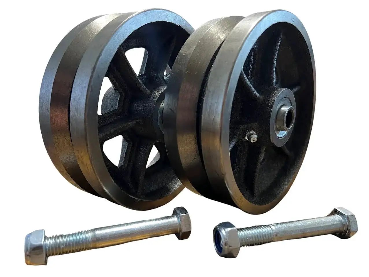 Heavy Duty 6 Inch Cast Iron V Groove Wheel For Sliding Gates With Weldable Steel Box Premium Needle Roller Bearings And 100 Lbs Load