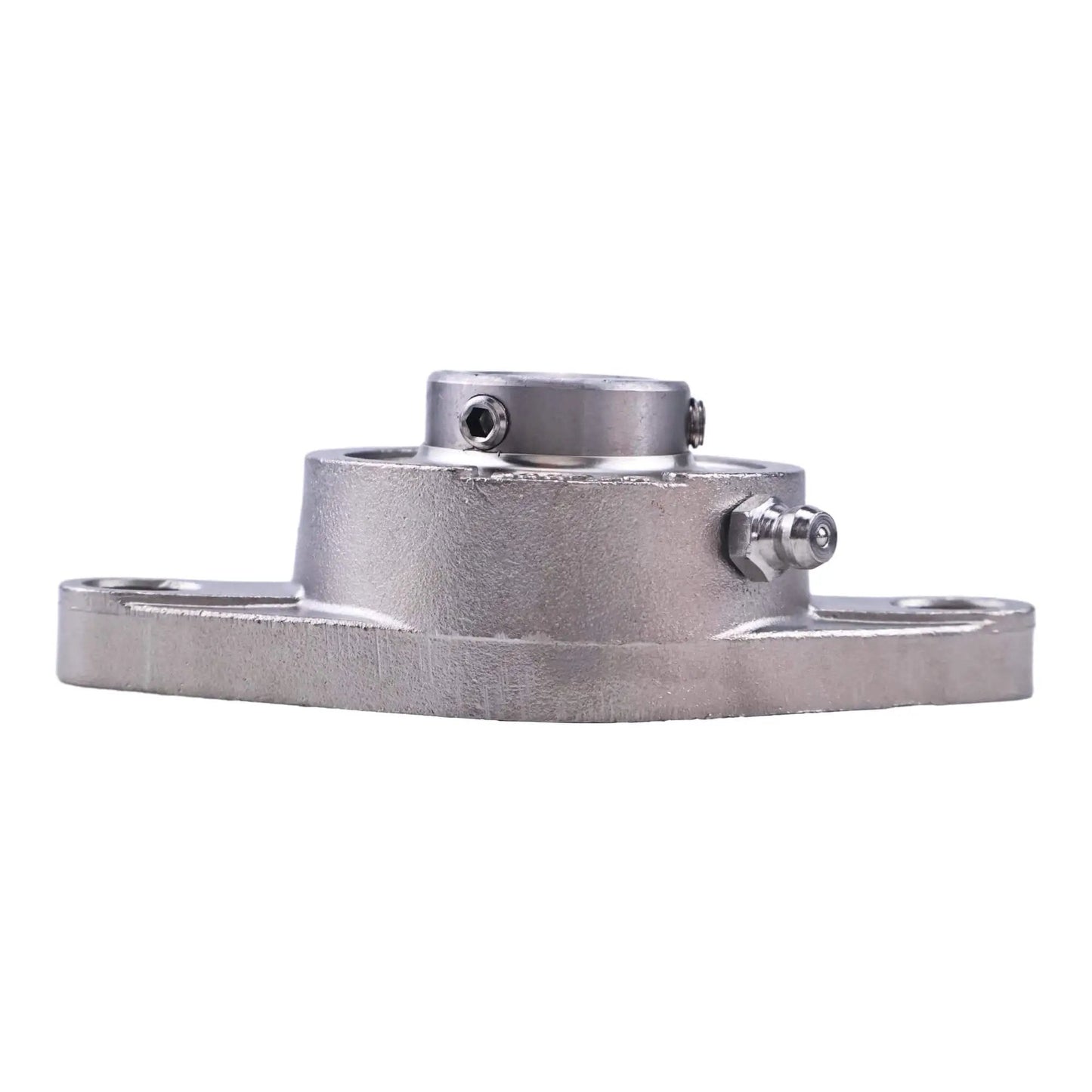 Side view of Three Quarter Inch Stainless Steel Two Bolt Flange Bearing For Shaft MUNCFL204-12 SSUCFL204-12 YCJT PT Replacement Part