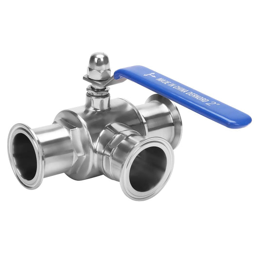 2 Inch Tri Clamp Sanitary 3 Way Ball Valve T Port Stainless Steel 304 PTFE Lined For Food And Beverage Dairy Beer Brewing Water Supply Pharma And Bio Chemical Ops, Pro Grade 2 Inch Tube OD DERNORD.