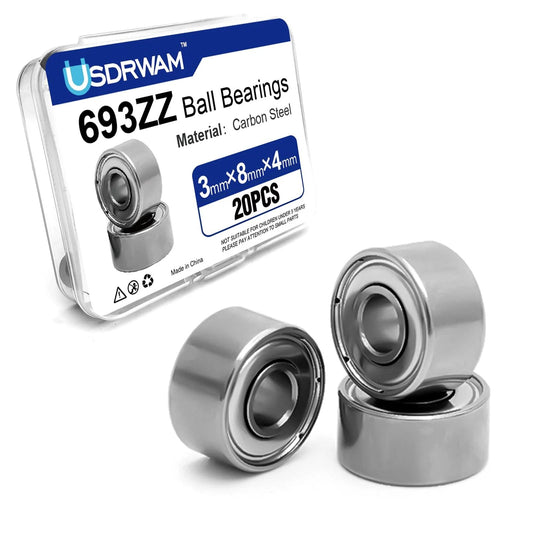 20Pcs 693ZZ Miniature Ball Bearings 3x8x4mm High Speed Low Noise Double Shielded Deep Groove Bearings For Motors RC DIY 3D Printers And Hobby Projects Ultra Smooth Operation And Durable Heat Treated Steel Construction