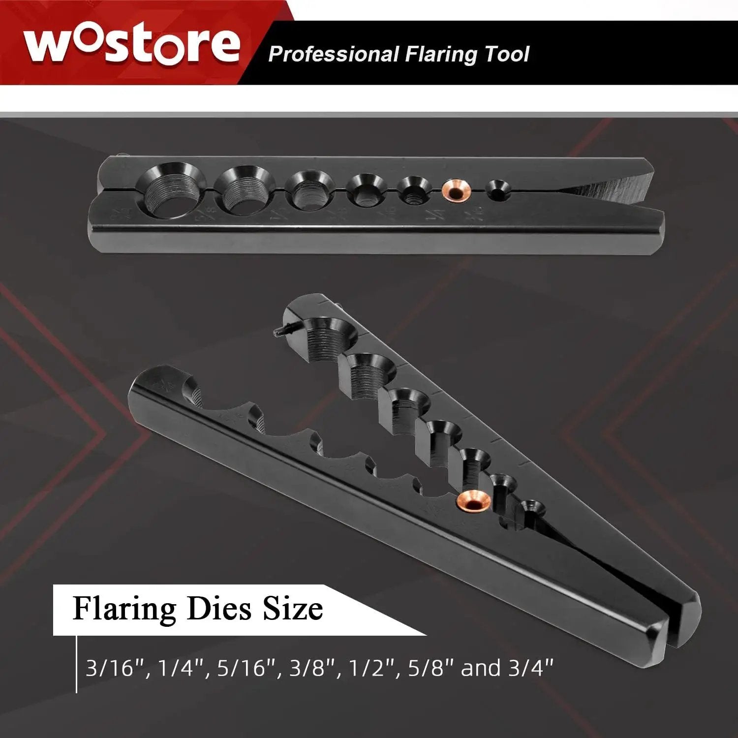 Close-up of 7 Die Set Eccentric Flaring Tool With 45 Degree Tube Cutter for HVAC showing various die sizes