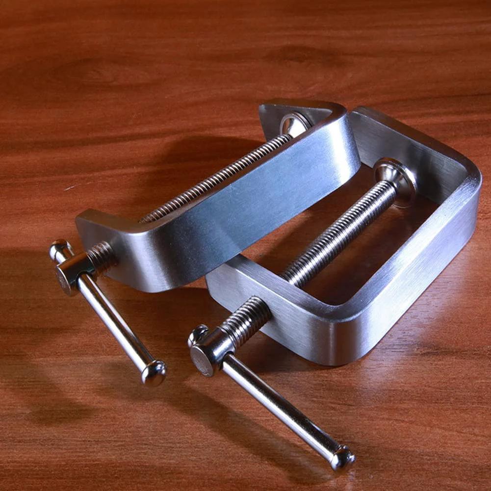 Sturdy Stainless Steel C Clamp For Woodworking And Welding Tiger Clamp Beefy Heavy Duty Auto Repair Tool By Kyien on wooden surface