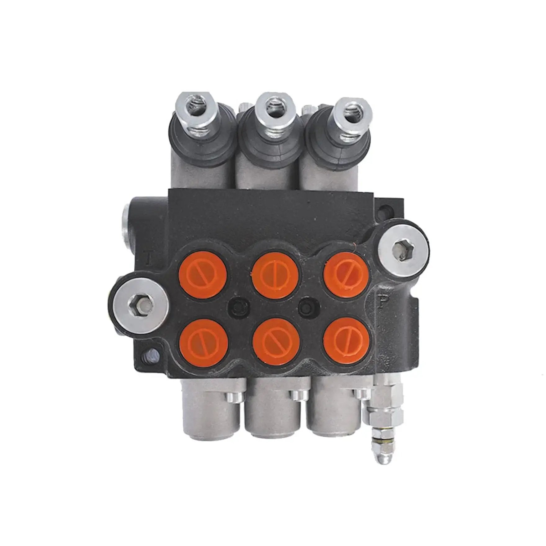 Heavy Duty Monoblock Hydraulic Directional Control Valve For Small Tractors And Log Splitters, 3 Spool Loader Valve, top view