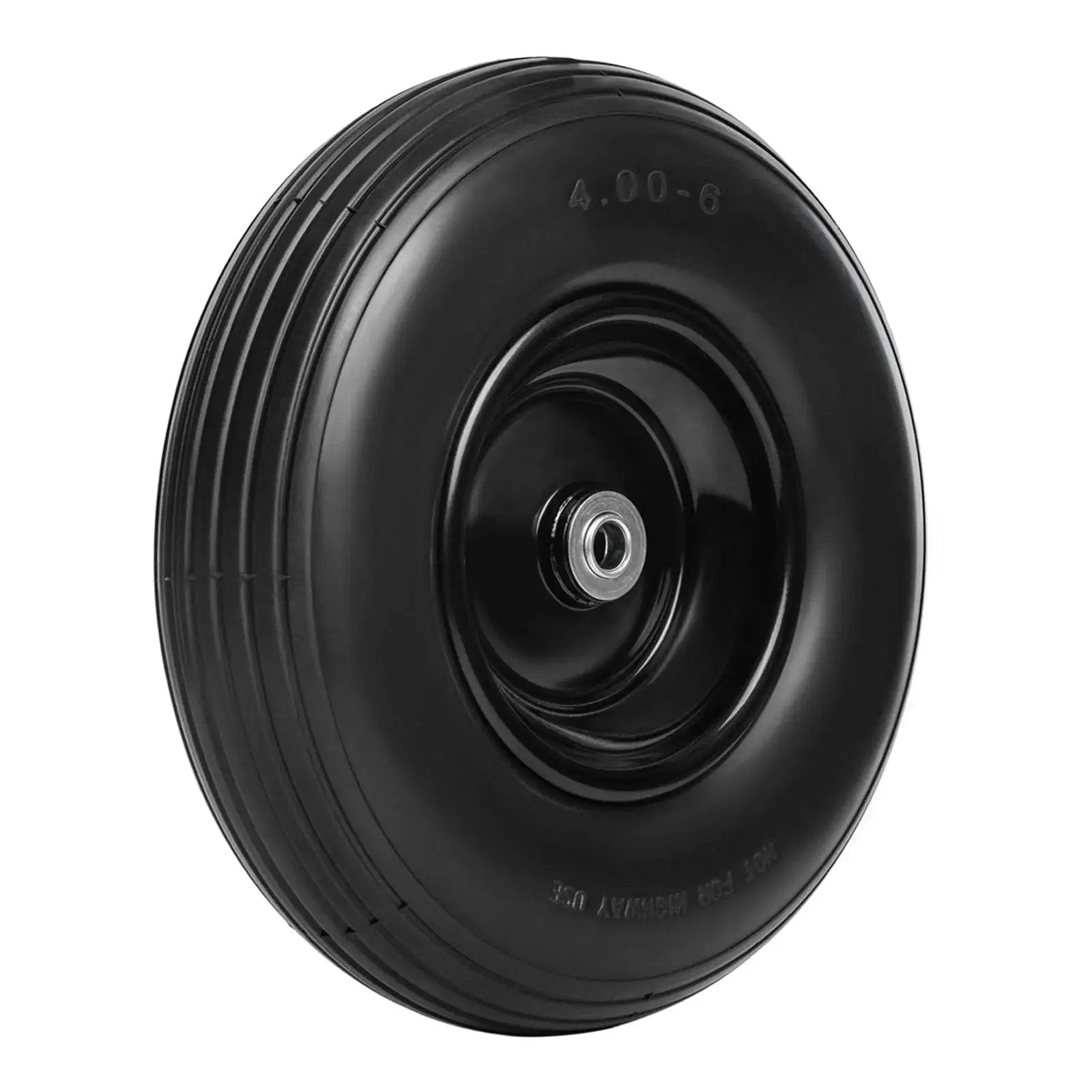 13 Inch Solid Flat Free Replacement Tire And Wheel 4.00-6 With Five Eighth Inch Axle Bore for wheelbarrows and carts