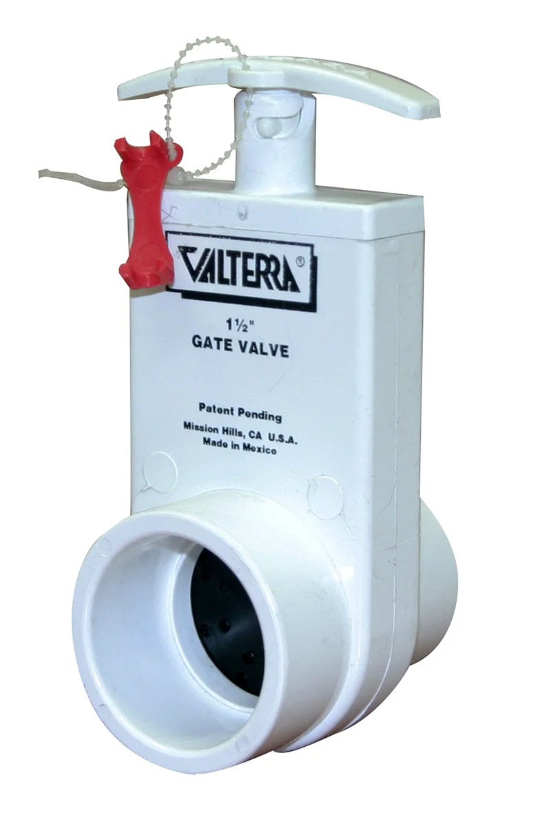 PVC Gate Valve 1-1/2 Inch Inner Diameter Slip On Unibody Full Port With Gate Keeper For Easy Push Pull Operation Ideal For Vacuum Or Pressure Applications Works With Air Or Clean Water Up To 75 PSI