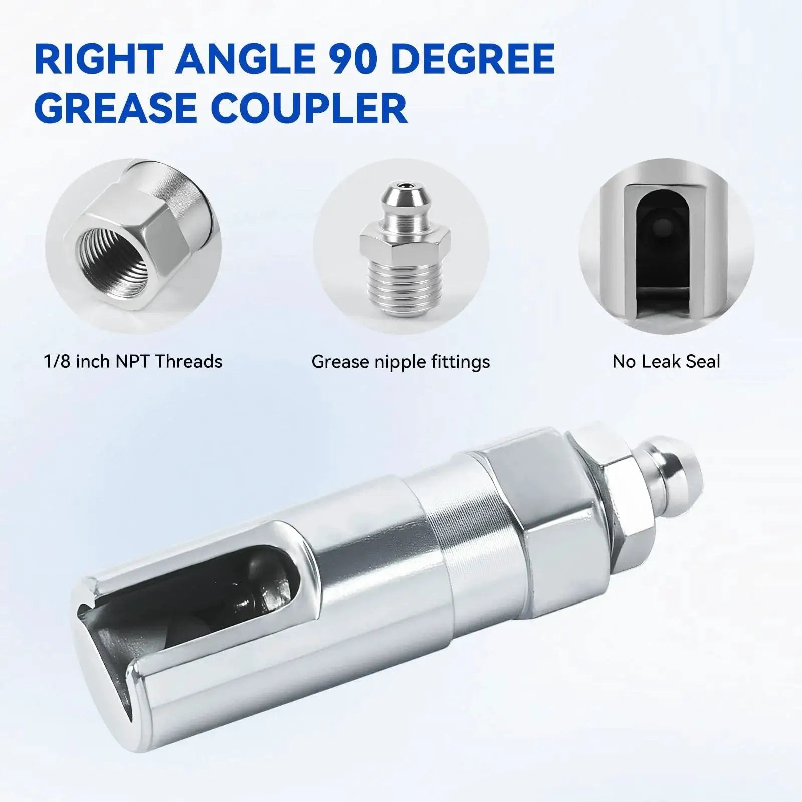 Grease Gun Accessory Kit With 12 Inch Hose Two Needle Nozzles 90 Degree Coupler Adapter With Sleeves Zerk Fitting Cleaner