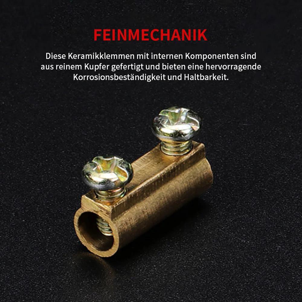 One Way Ceramic Terminal Block 10A 250V High Temp Porcelain Connector With 2.5mm Inlet For Electric Wire Cable 20 Pack Copper Contacts Built Tough For Stable Performance In Harsh Heat Wiring Projects, close-up view
