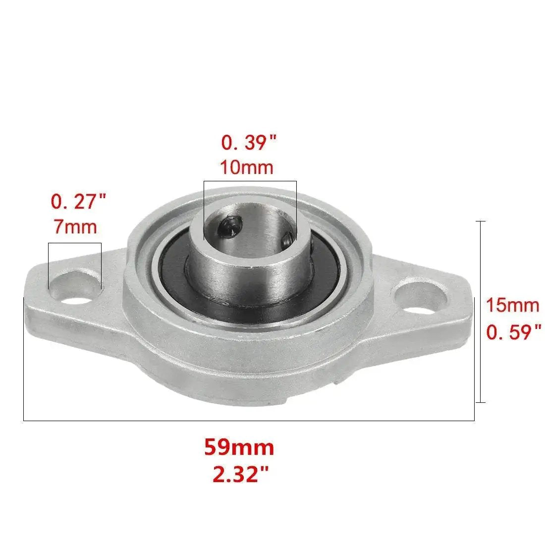 Front view of 4 Pack Pillow Block Bearings Set With Three Eighths Inch Bore 10mm ID Self Aligning Zinc Alloy Flange Bearings KFL000.