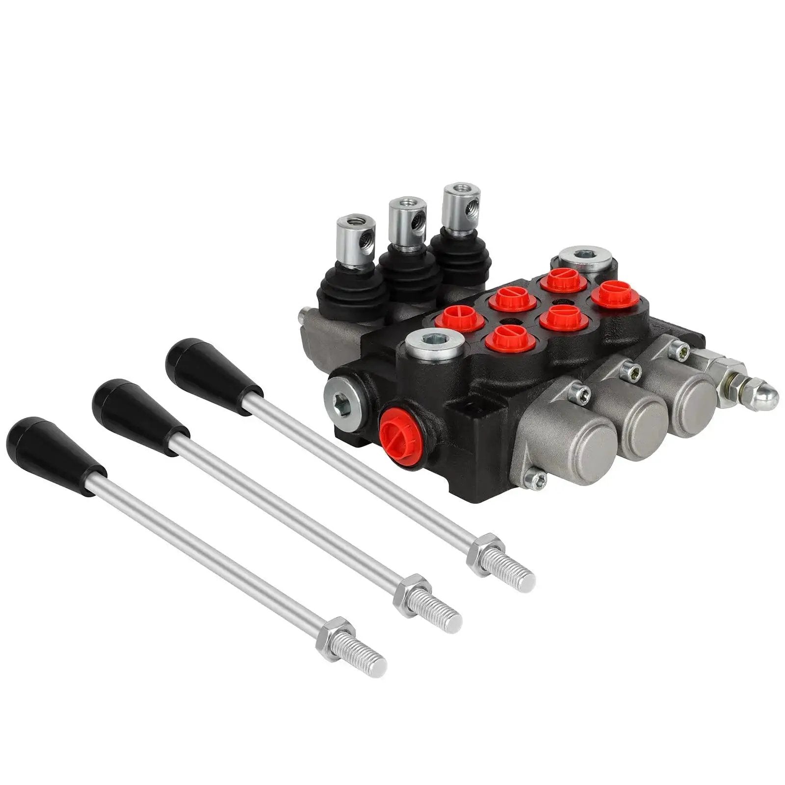 Beefy Three Spool Hydraulic Flow Control Valve for Tractor Loaders and Log Splitters, 11 GPM at 3600 PSI, G Port Inlet Outlet