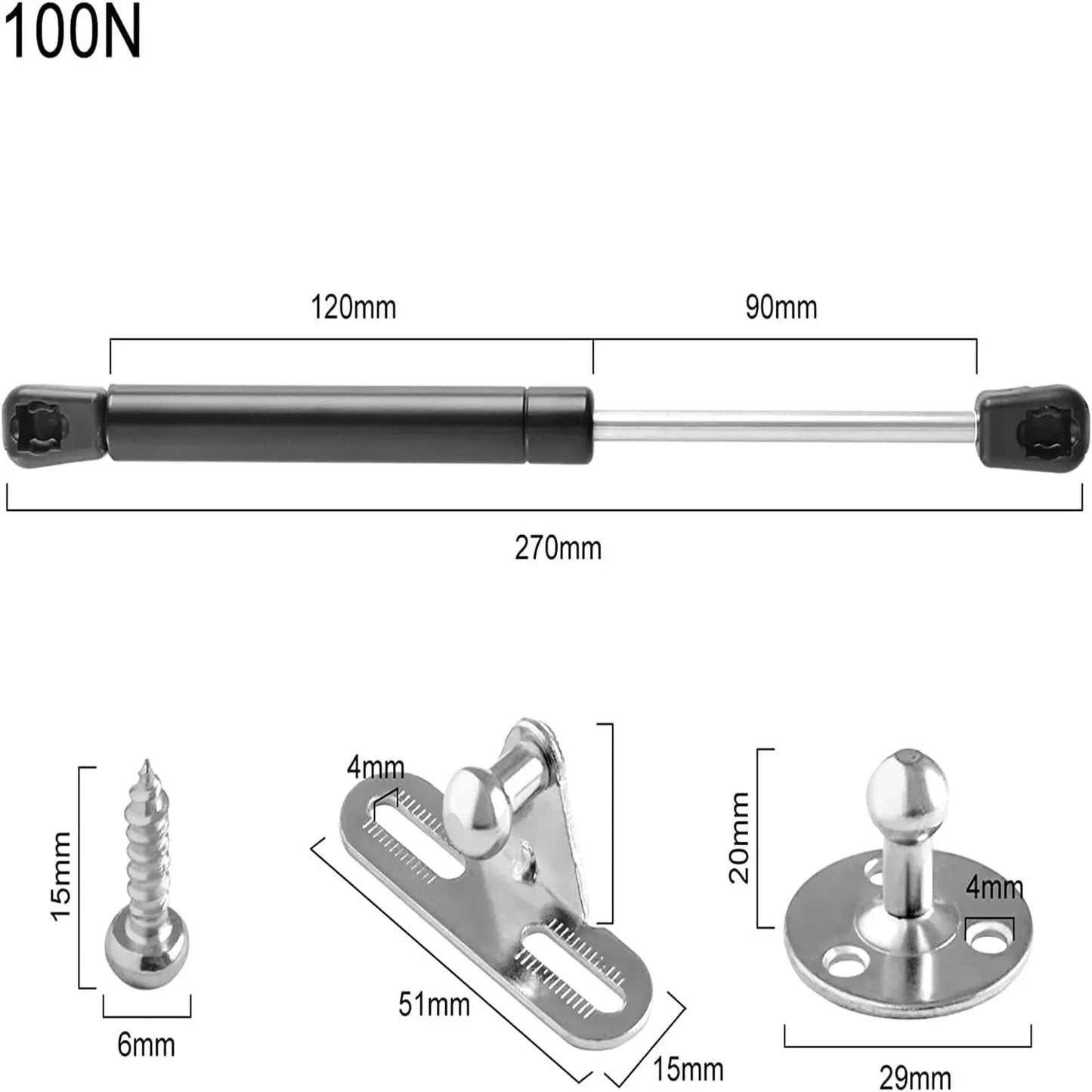 2 Pack Beefy 100N Gas Struts 10 Inch Heavy Duty Gas Springs For Cabinet Lids Toy Boxes And Tool Chests Lift Support Hydraulic Hinges